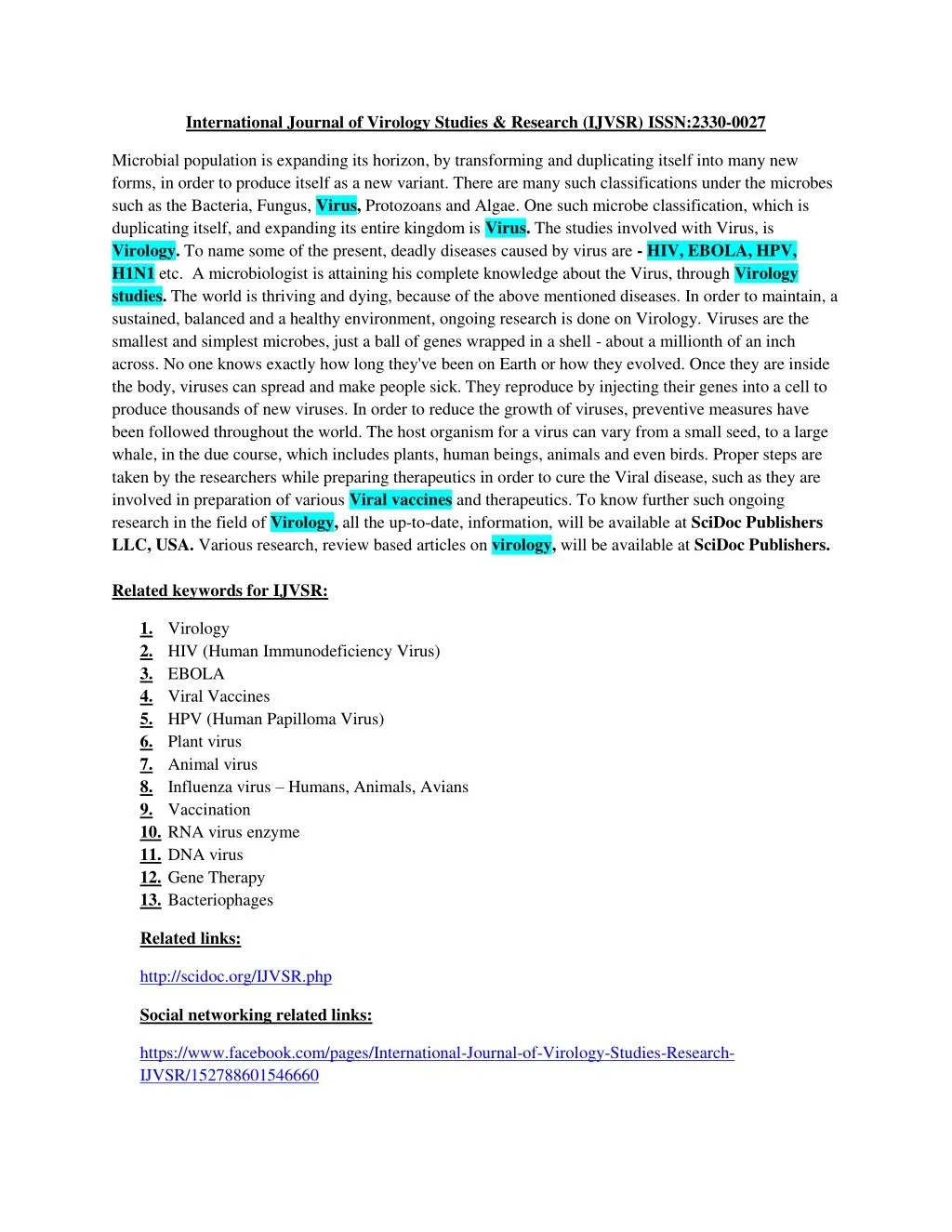 PPT International Journal of Virology PowerPoint Presentation, free