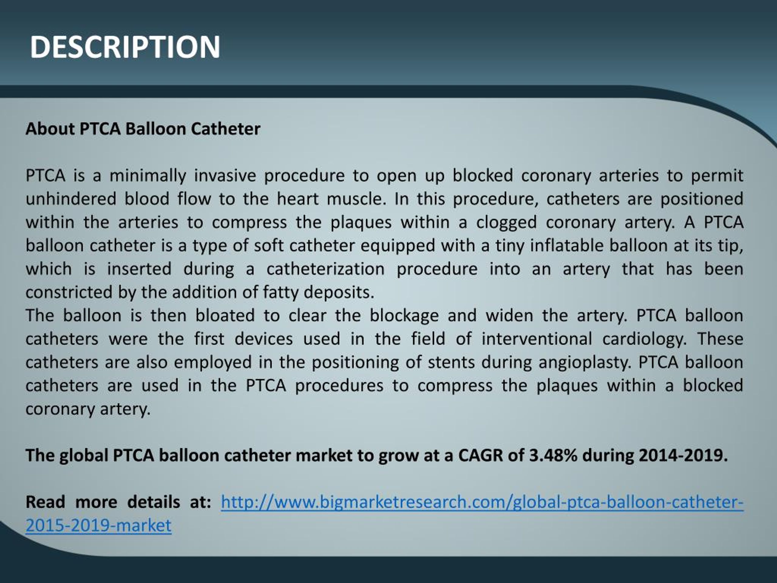 PPT Global PTCA Balloon Catheter Market 20152019 PowerPoint