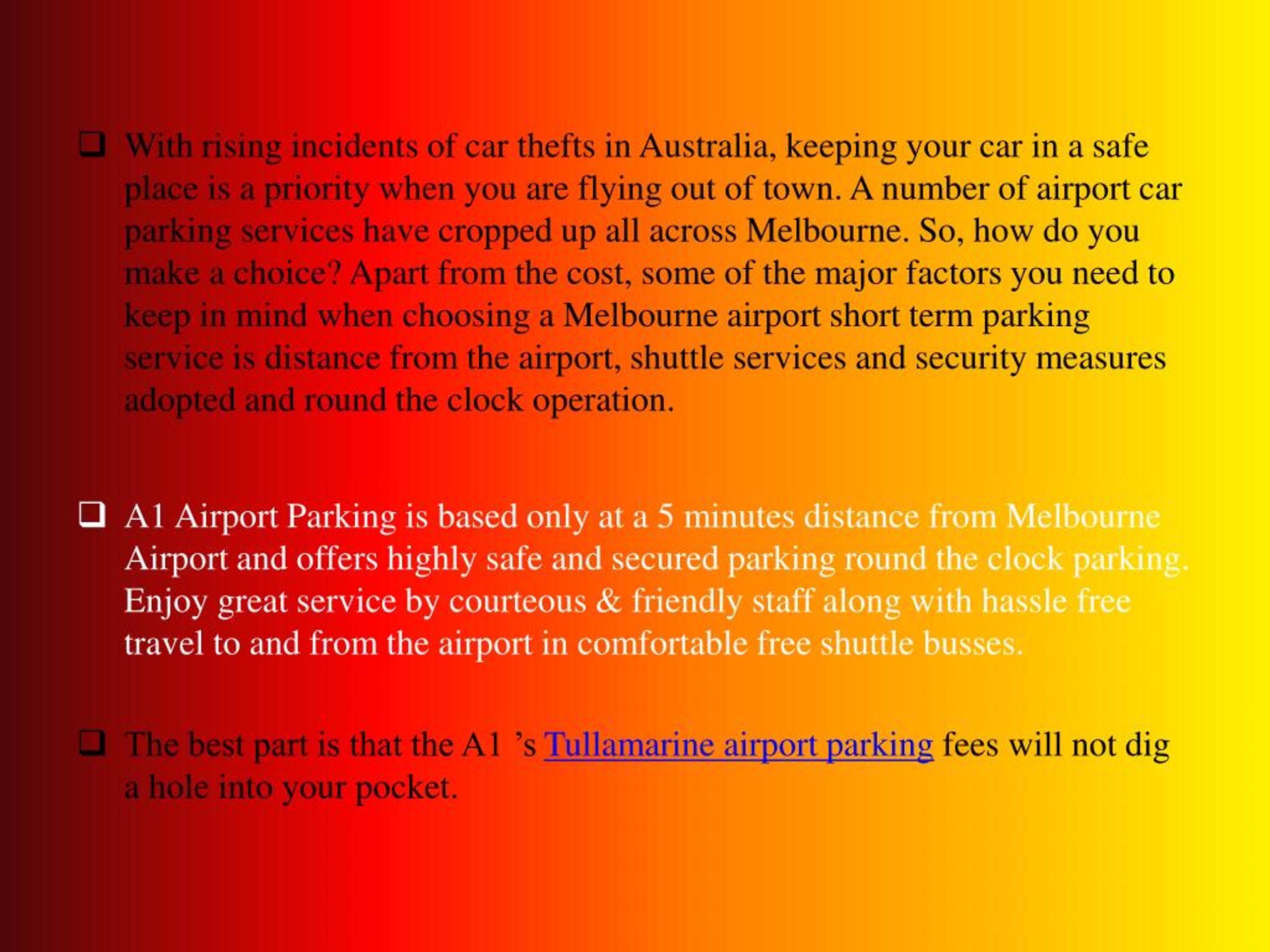 PPT Melbourne Airport Car Parking At Affordable Prices PowerPoint