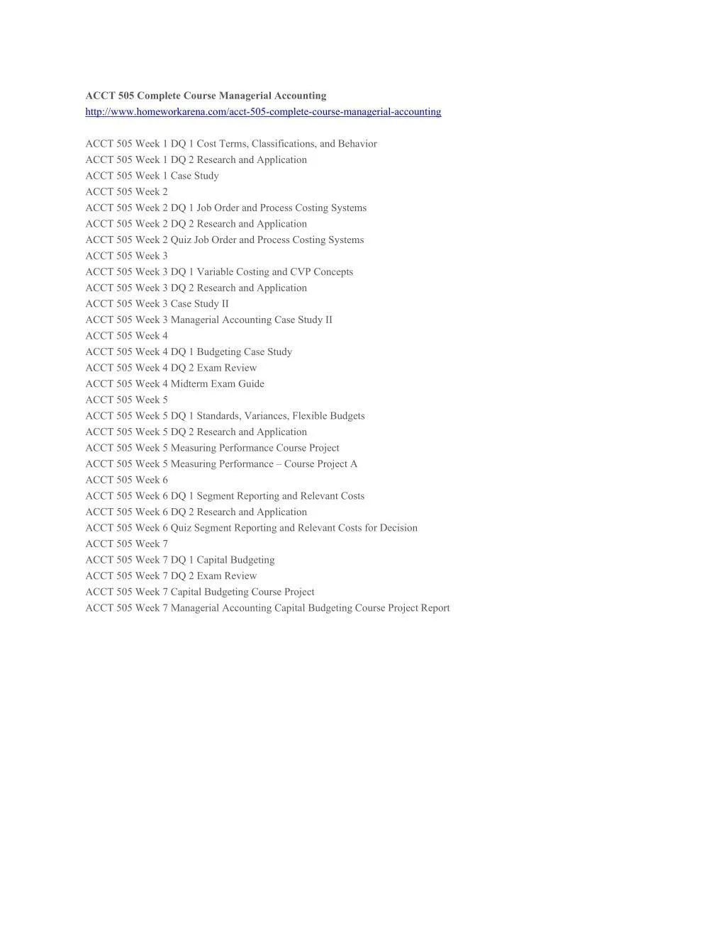 PPT ACCT 505 Complete Course Managerial Accounting PowerPoint