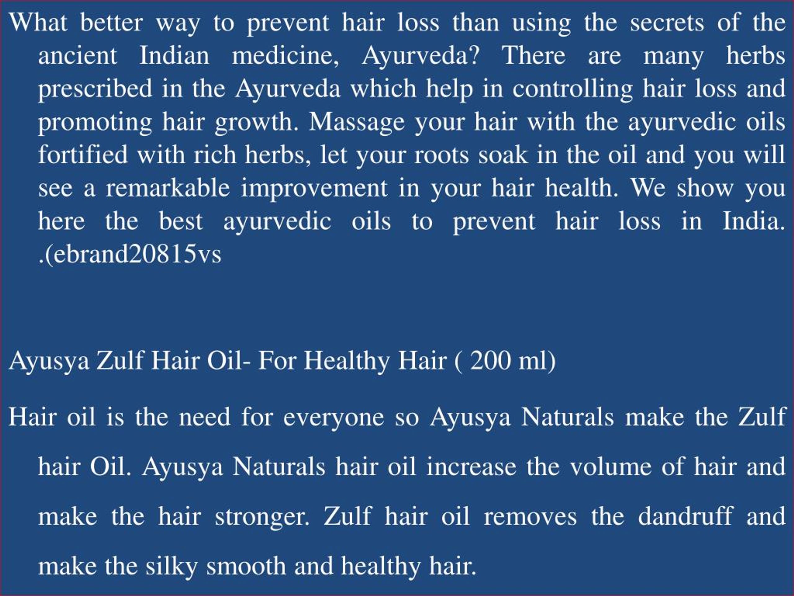 PPT Best Ayurvedic Oils to Prevent Hair Loss in India PowerPoint