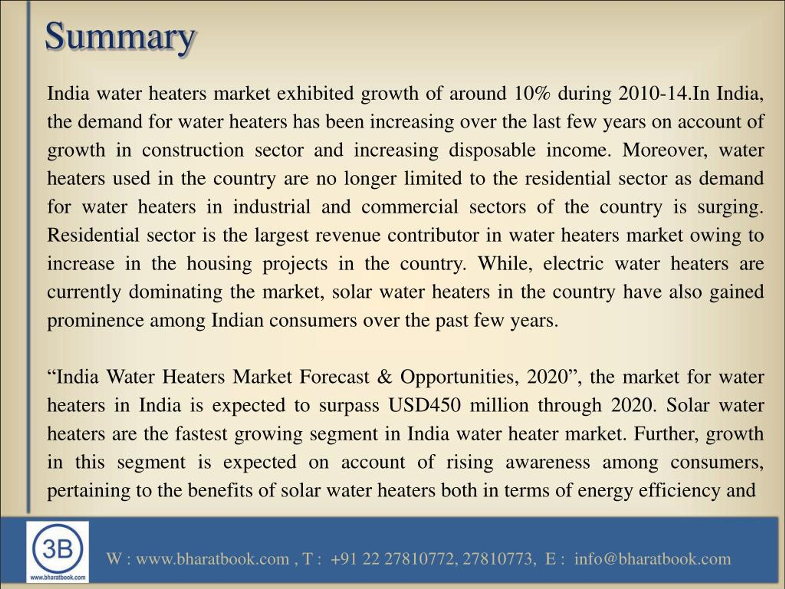 PPT Market Research On India Water Heaters Market Forecast and Opportunities 2020 PowerPoint
