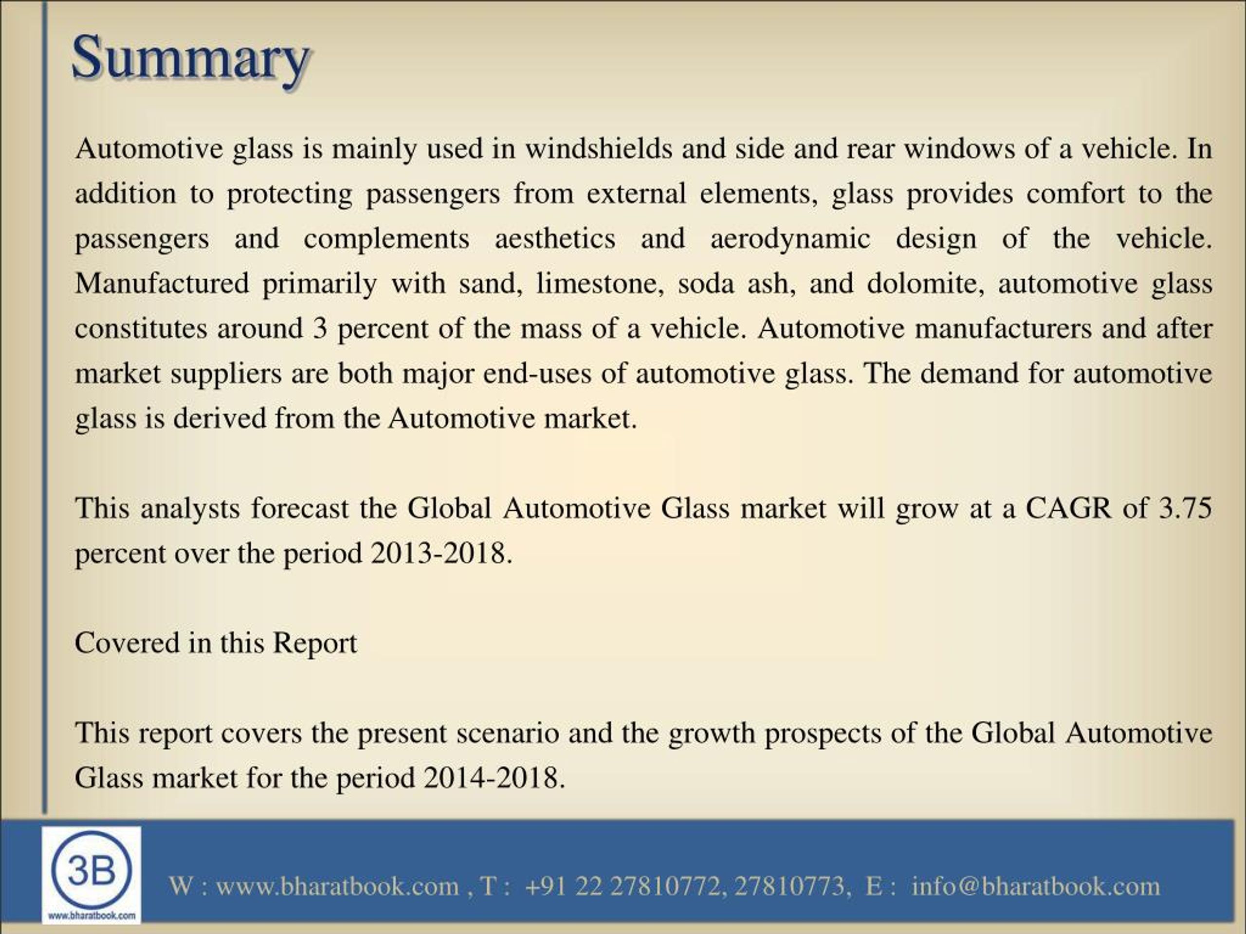 PPT Market Report on Global Automotive Glass Industry 20142018
