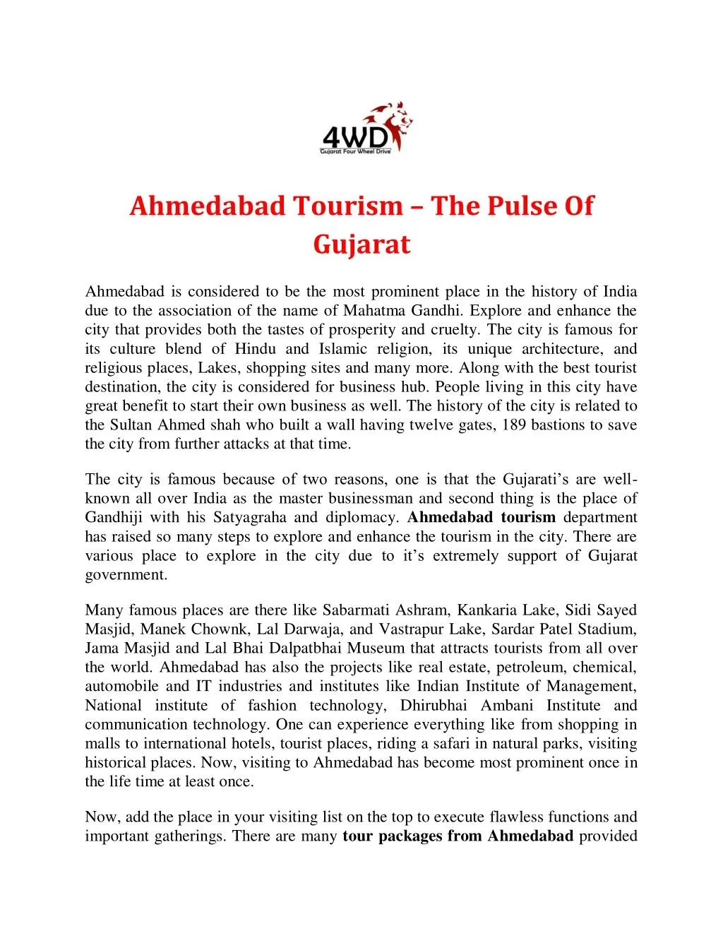 PPT The Pulse Of Gujarat Ahmedabad Tourism PowerPoint Presentation