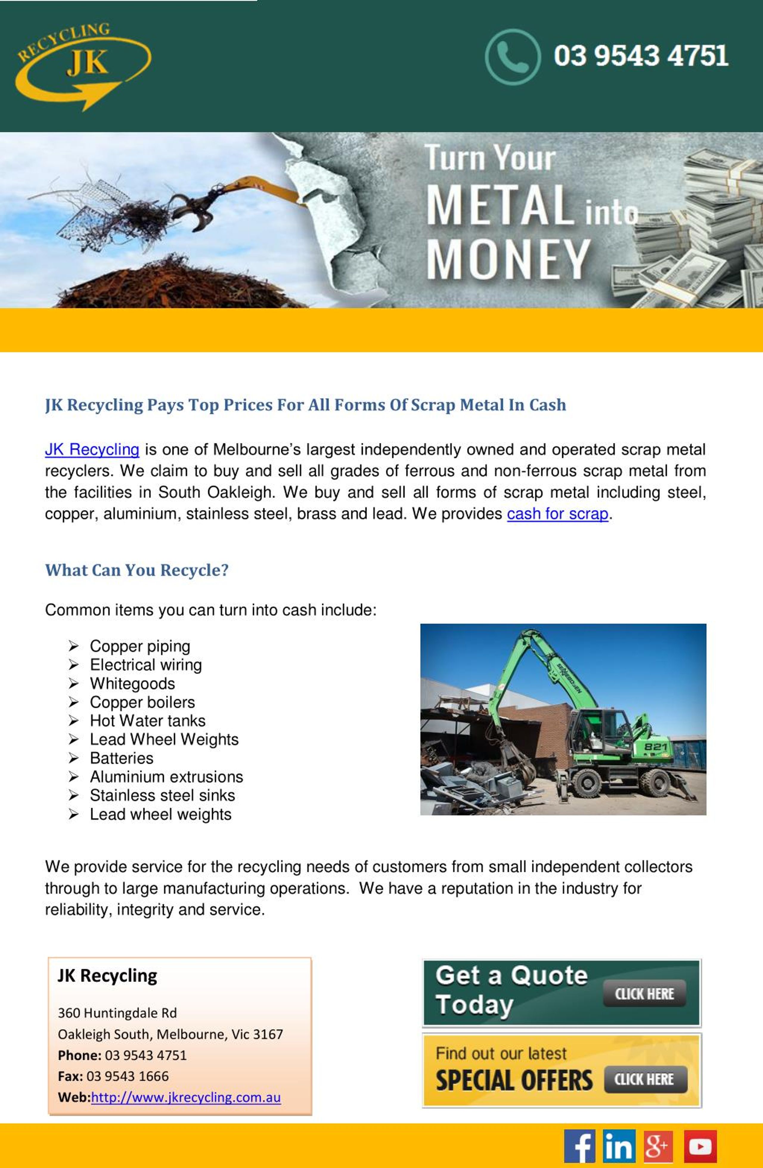 PPT JK Recycling Pays Top Prices For All Forms Of Scrap Metal In Cash