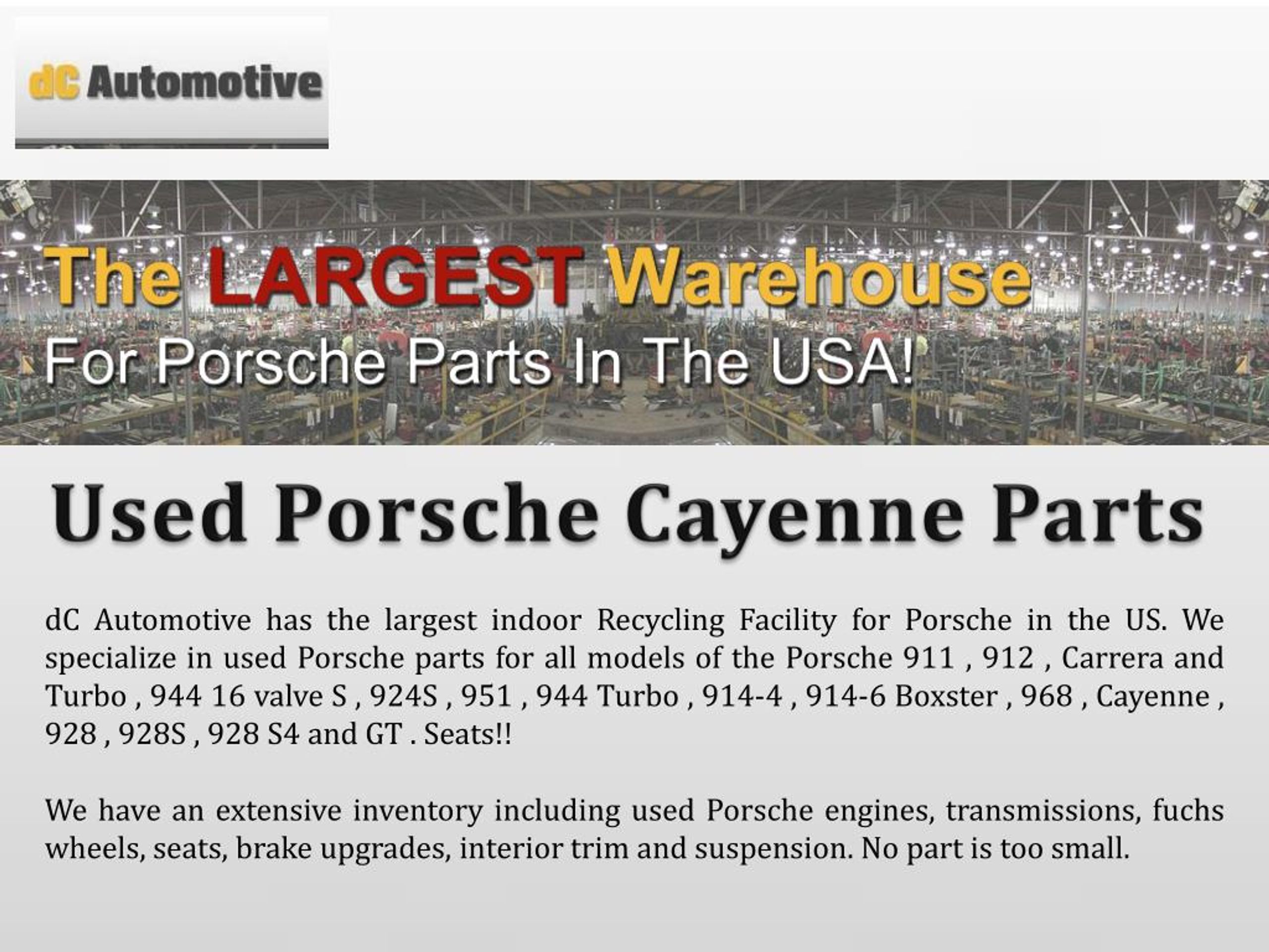 PPT Used Porsche Cayenne Parts PowerPoint Presentation, free download