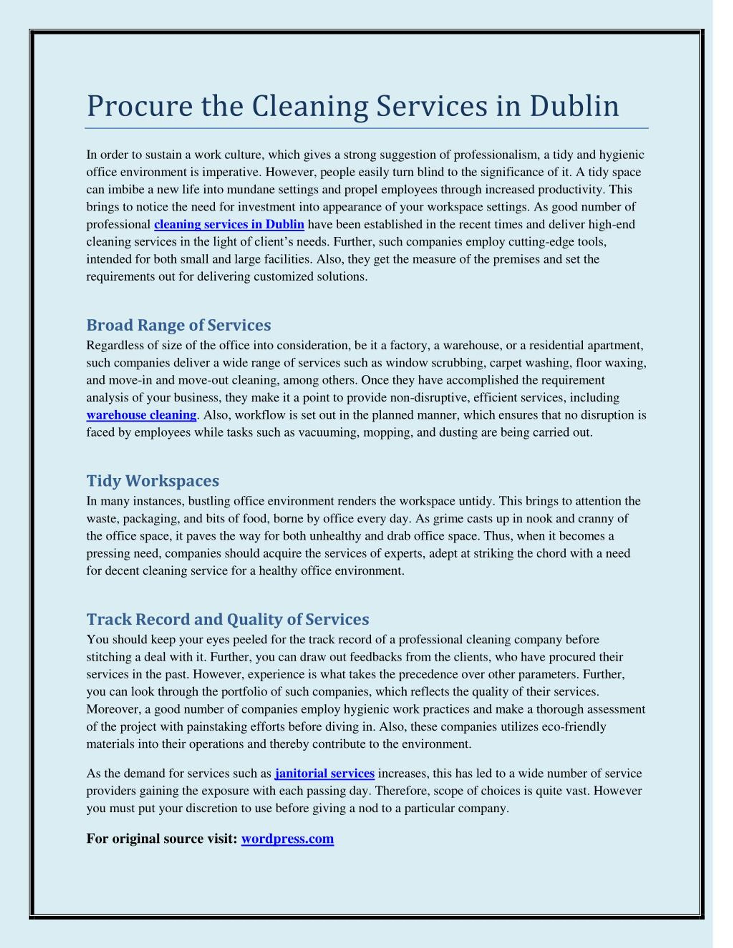 PPT Procure the Cleaning Services in Dublin PowerPoint Presentation