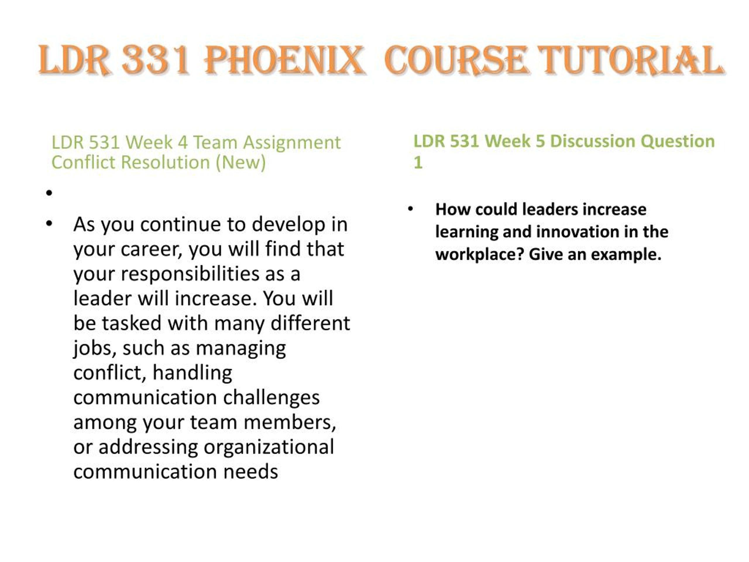PPT LDR 531 Phoenix Course Tutorial/uophelp PowerPoint Presentation