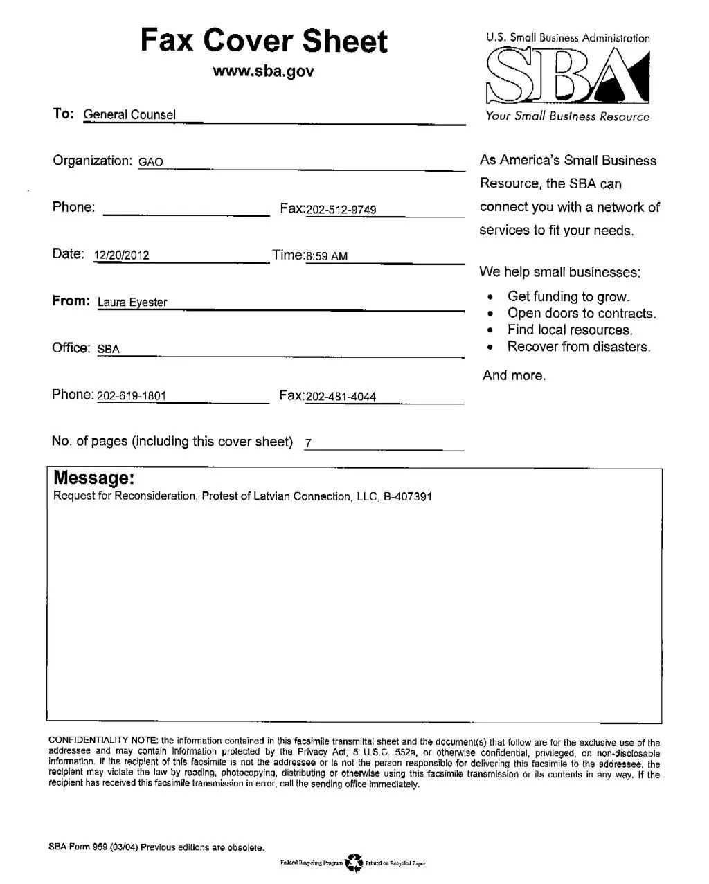 PPT Blog 103 20150830 EXHIBIT 8 PART 2 SBA SENIOR ATTORNEY LEGAL