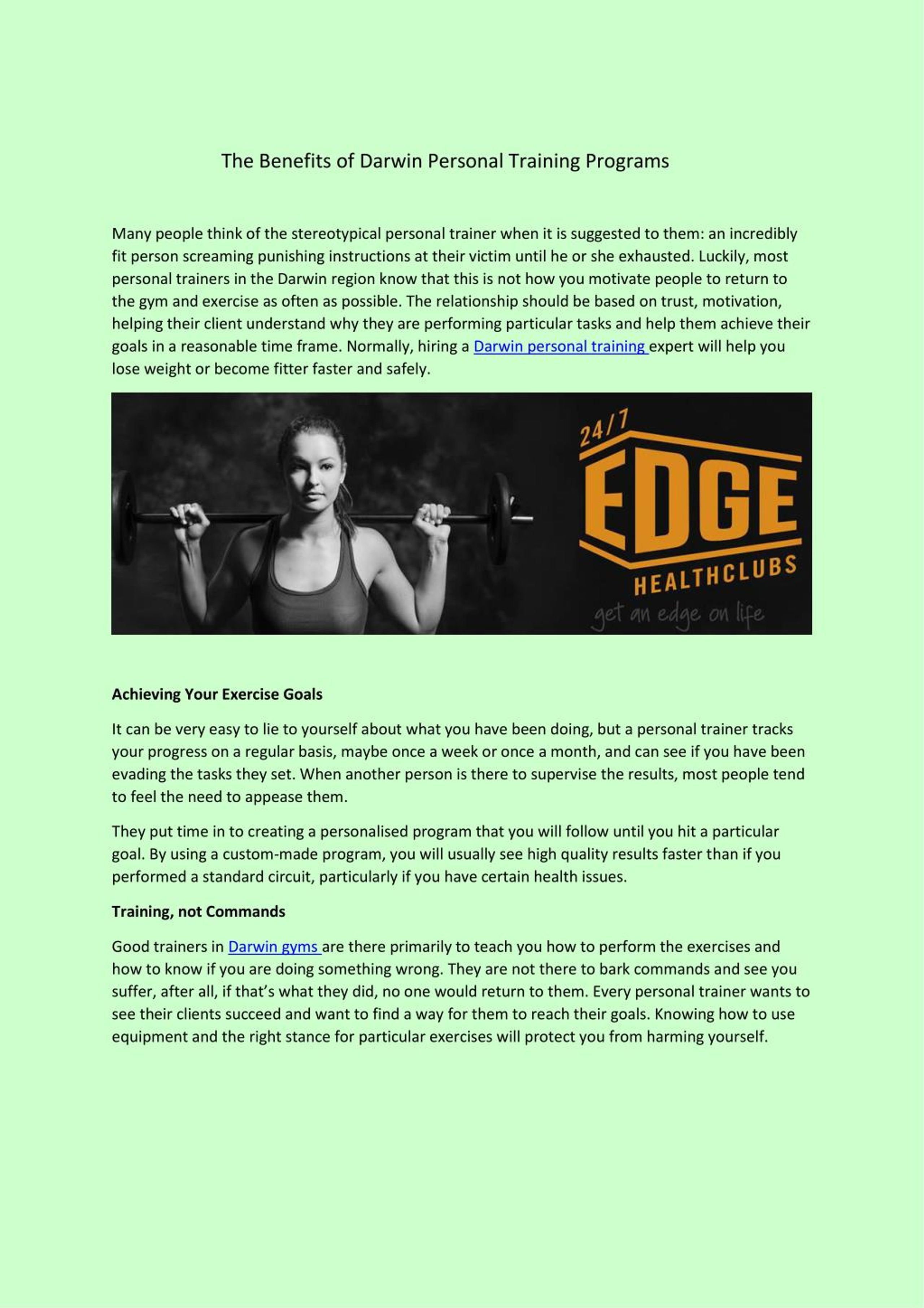 PPT The Benefits of Darwin Personal Training Programs PowerPoint Presentation ID7205812