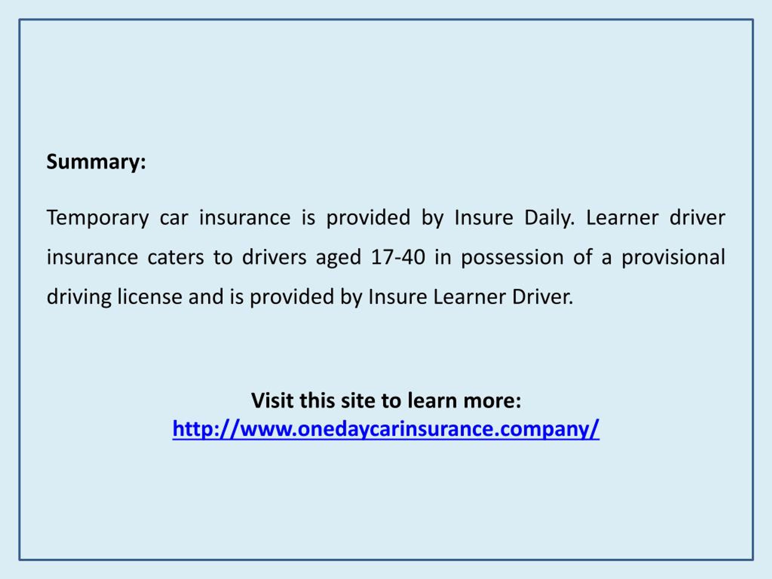 PPT The Best Provider Of Temporary Car Insurance PowerPoint