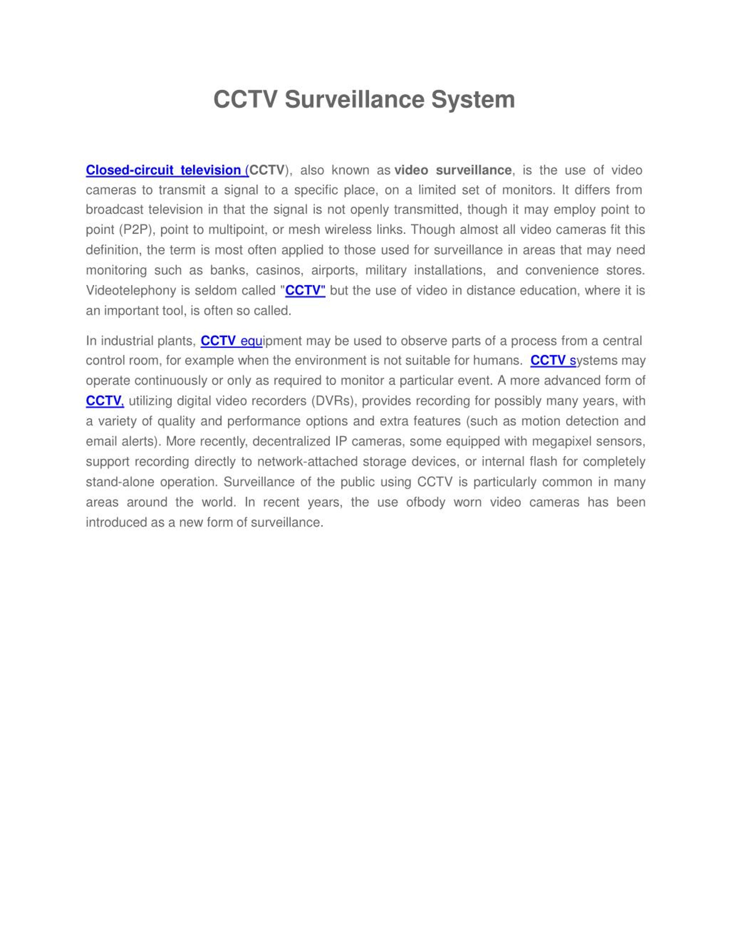 PPT CCTV Surveillance System PowerPoint Presentation, free download