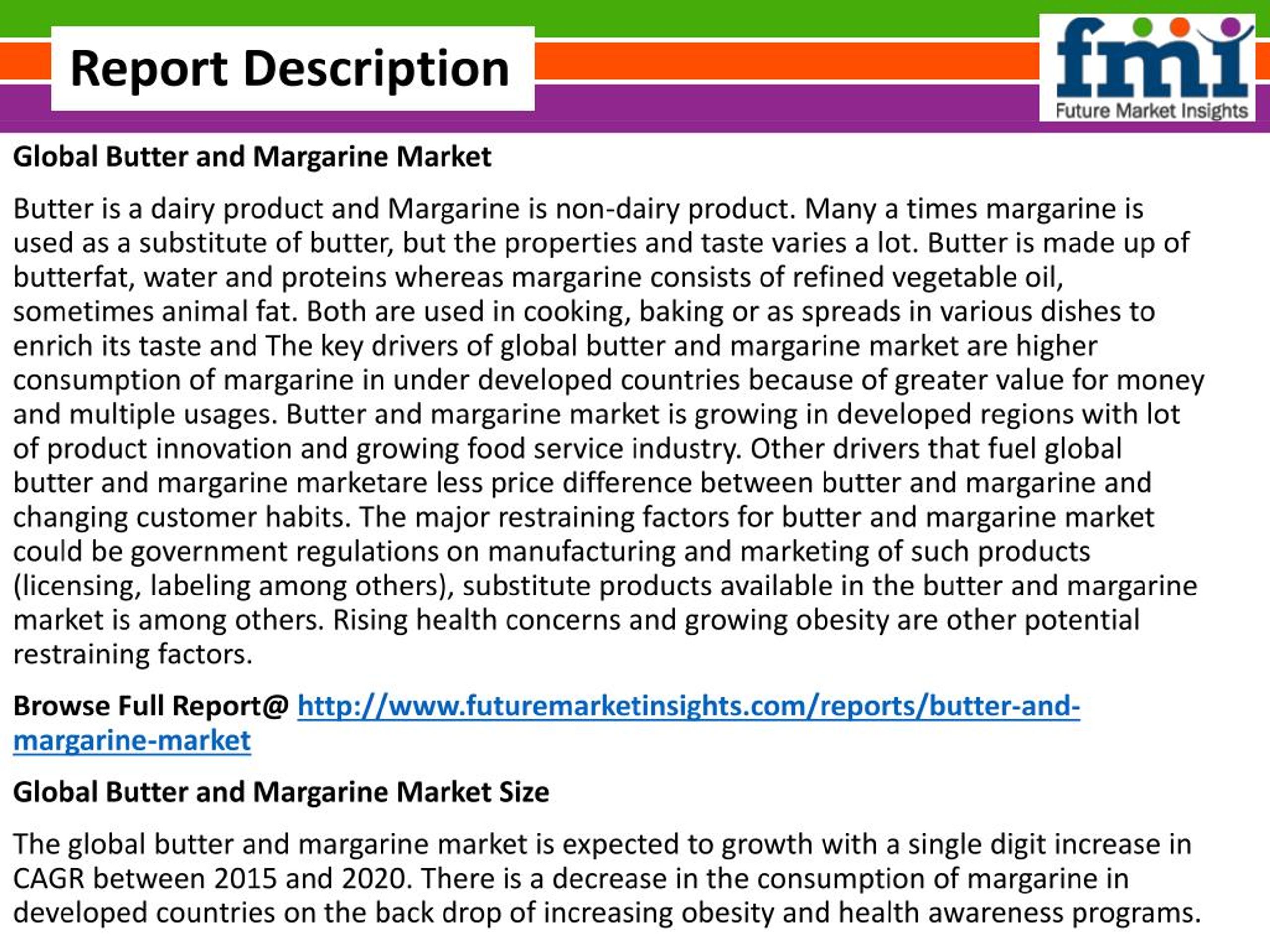PPT Butter and Margarine Market Global Industry Analysis and Trends