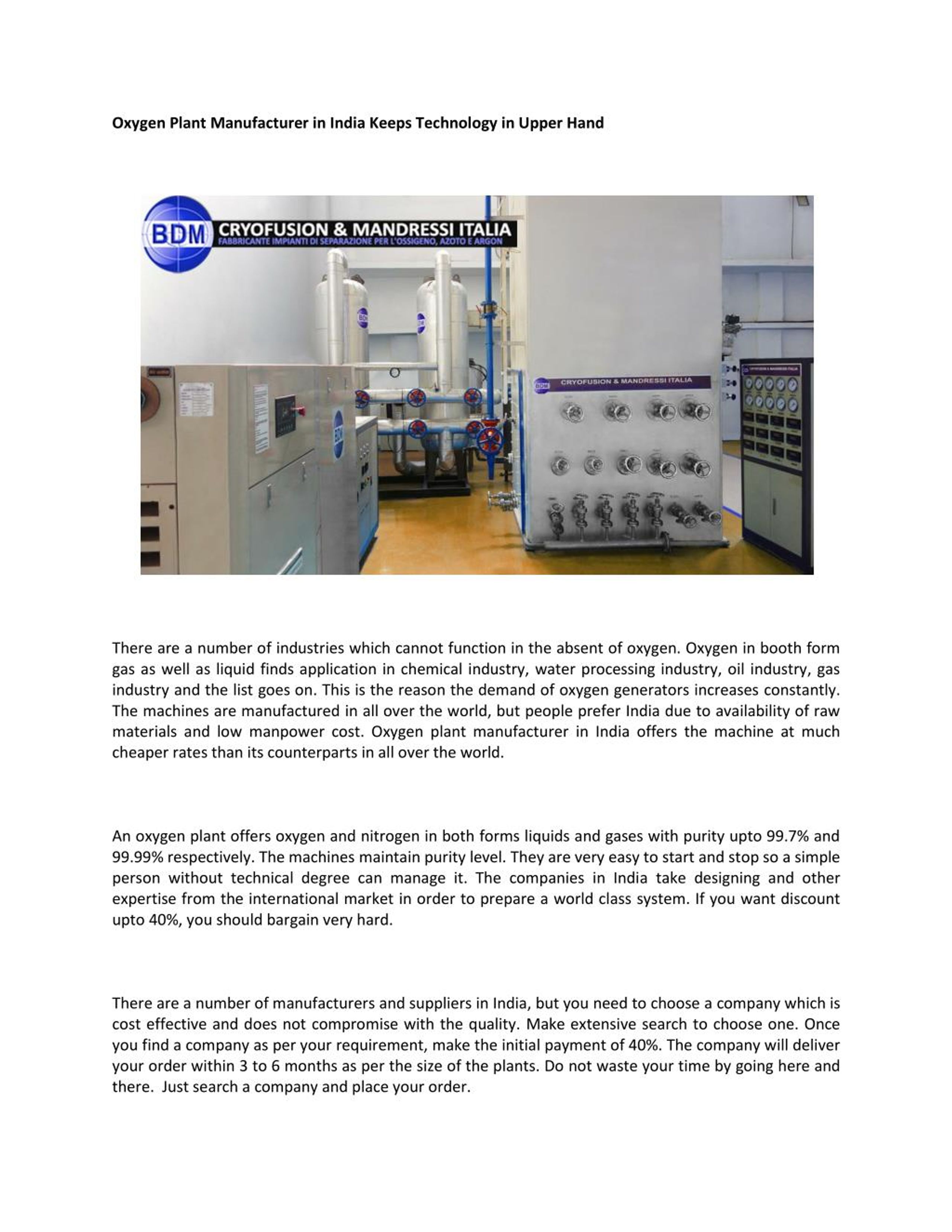 PPT Latest Oxygen Plant Manufacturer India PowerPoint Presentation