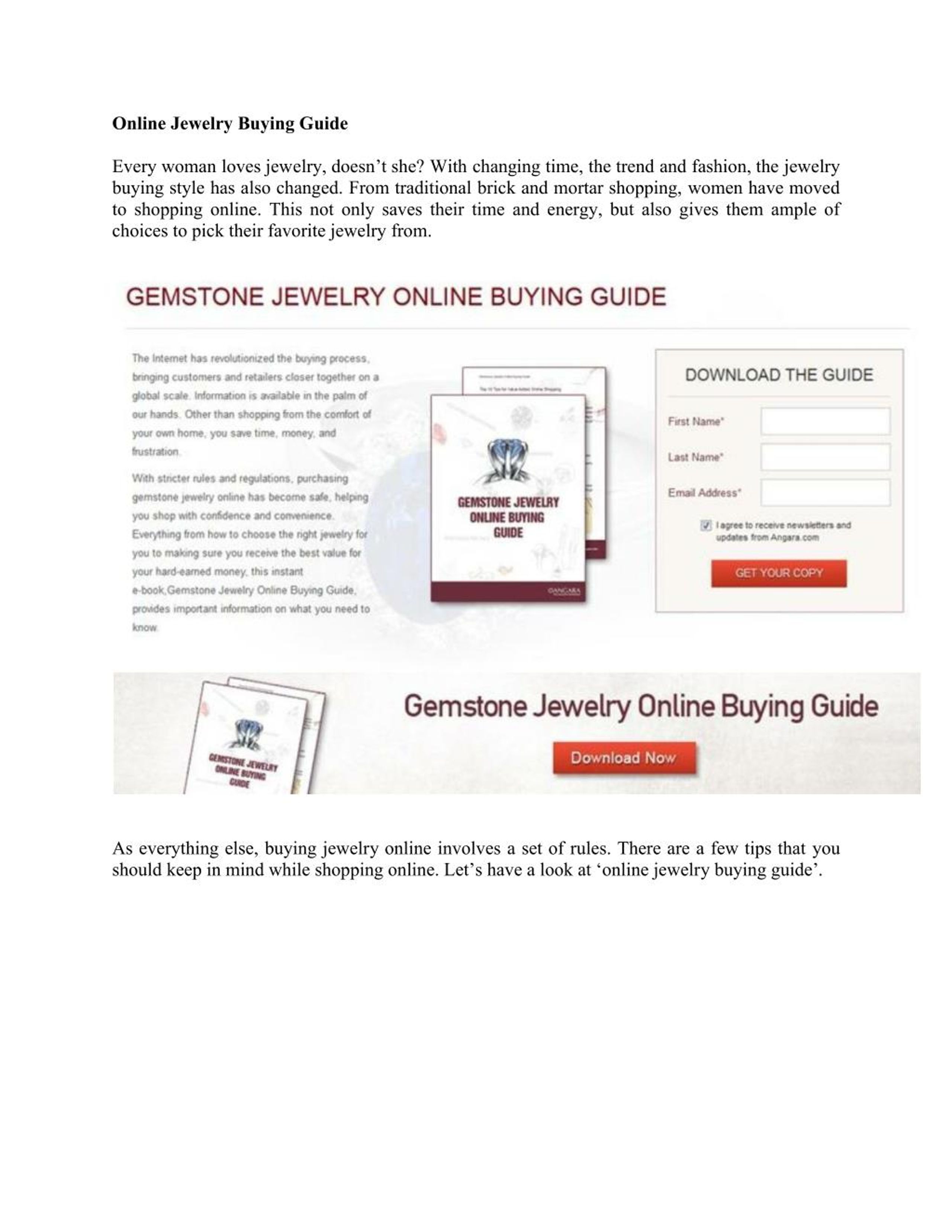 PPT Online Jewelry Buying Guide PowerPoint Presentation, free