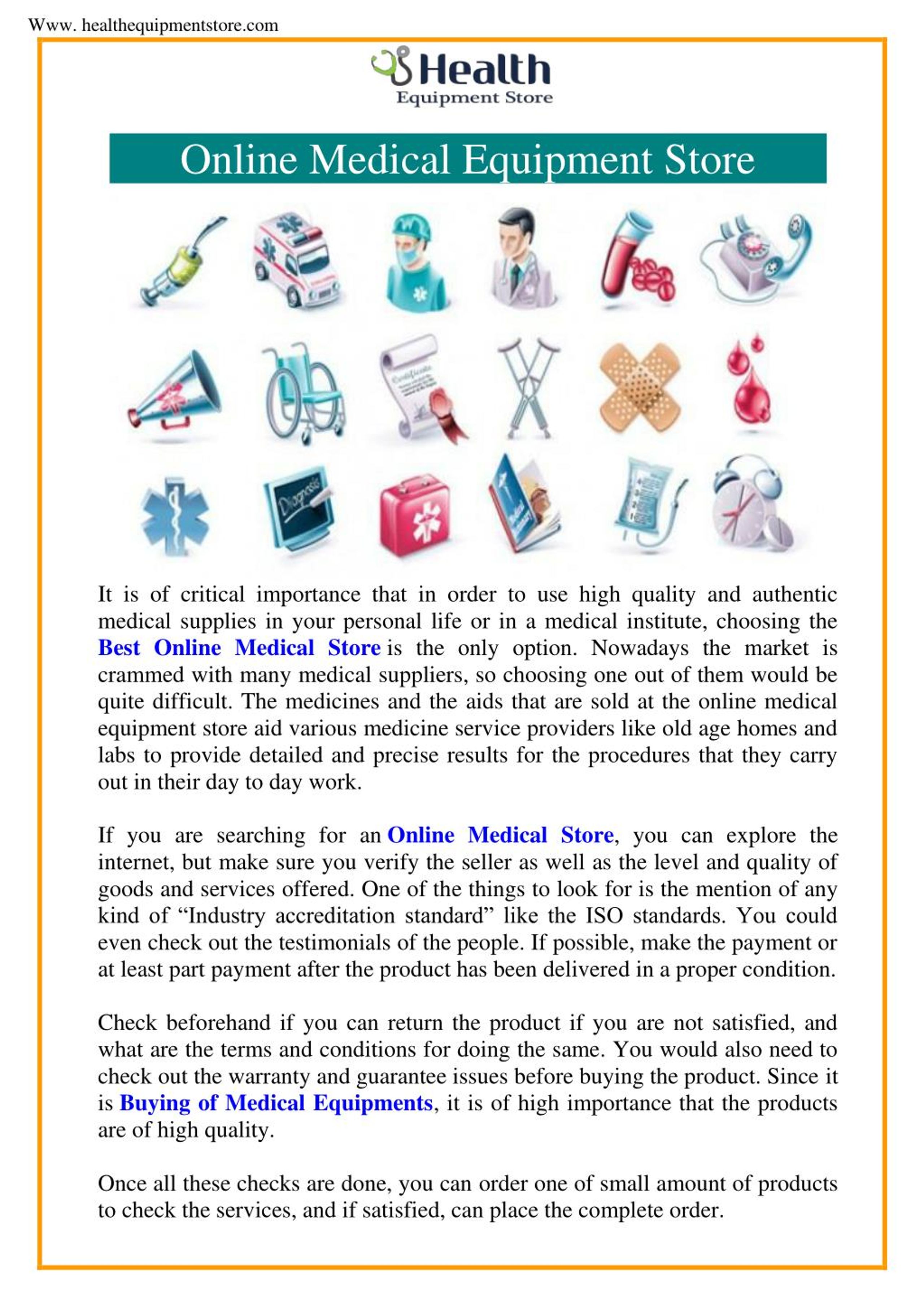 PPT Online Medical Equipment Store PowerPoint Presentation, free download ID7209798