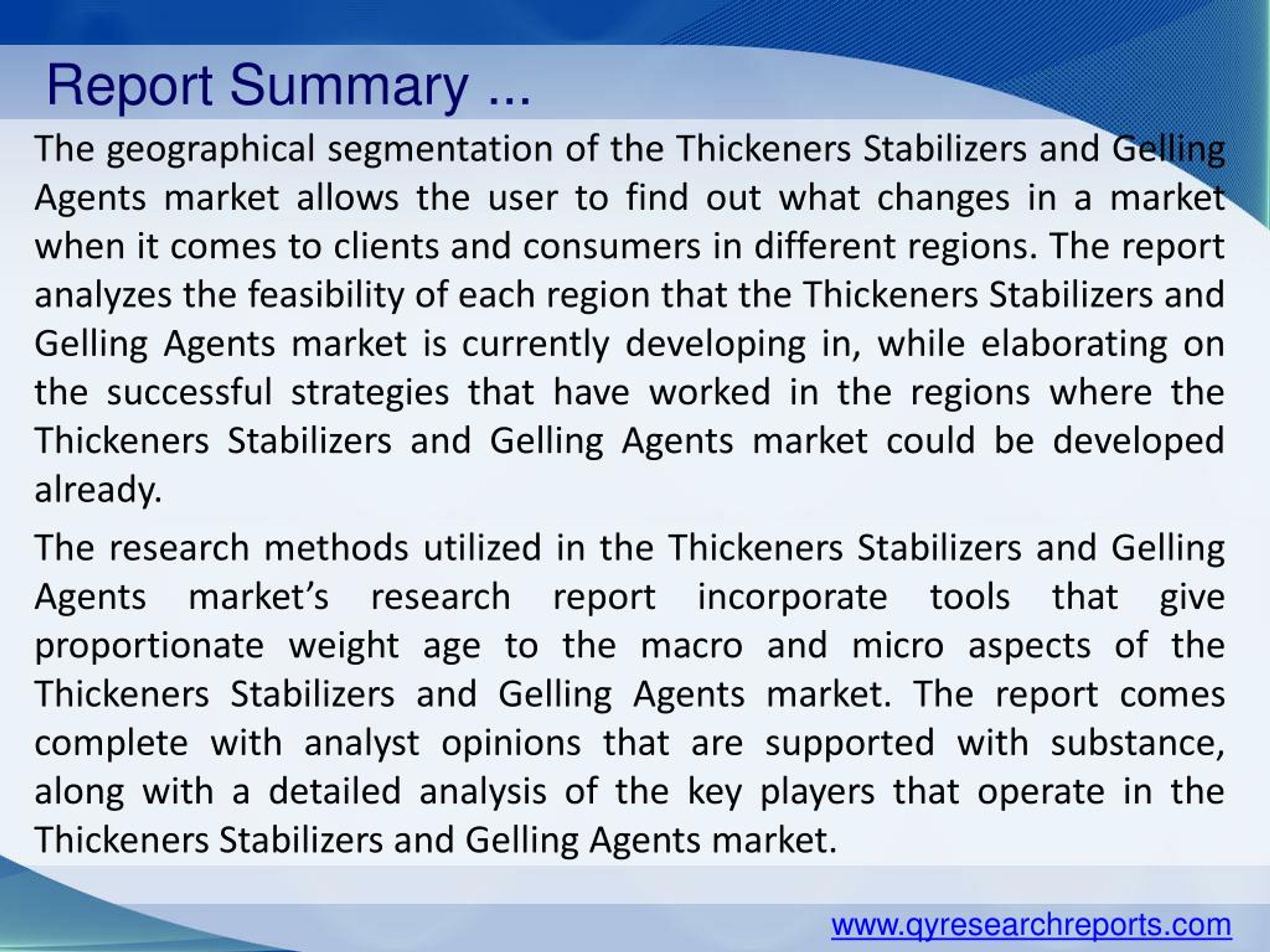 PPT Global Thickeners Stabilizers and Gelling Agents Market 2015