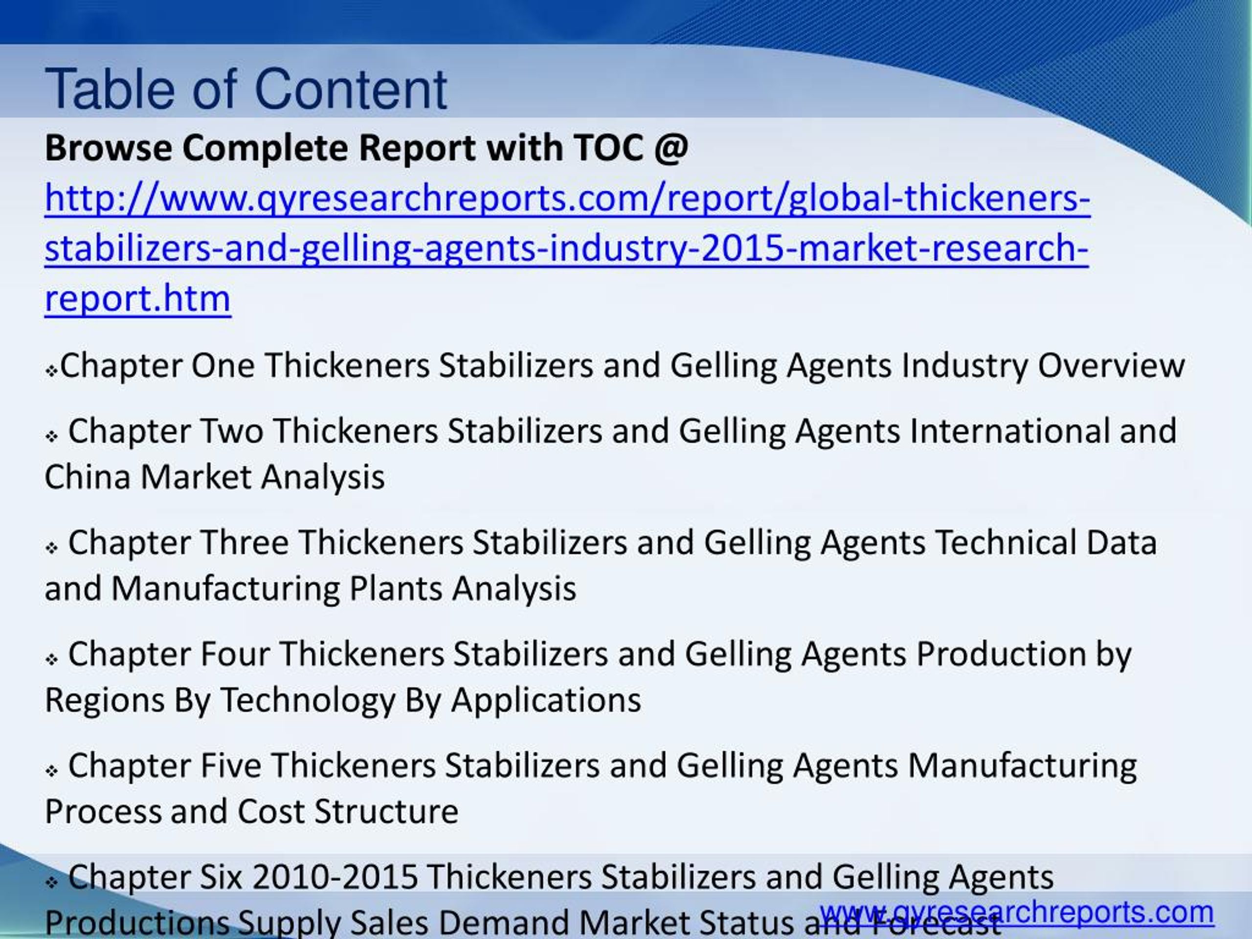 PPT Global Thickeners Stabilizers and Gelling Agents Market 2015