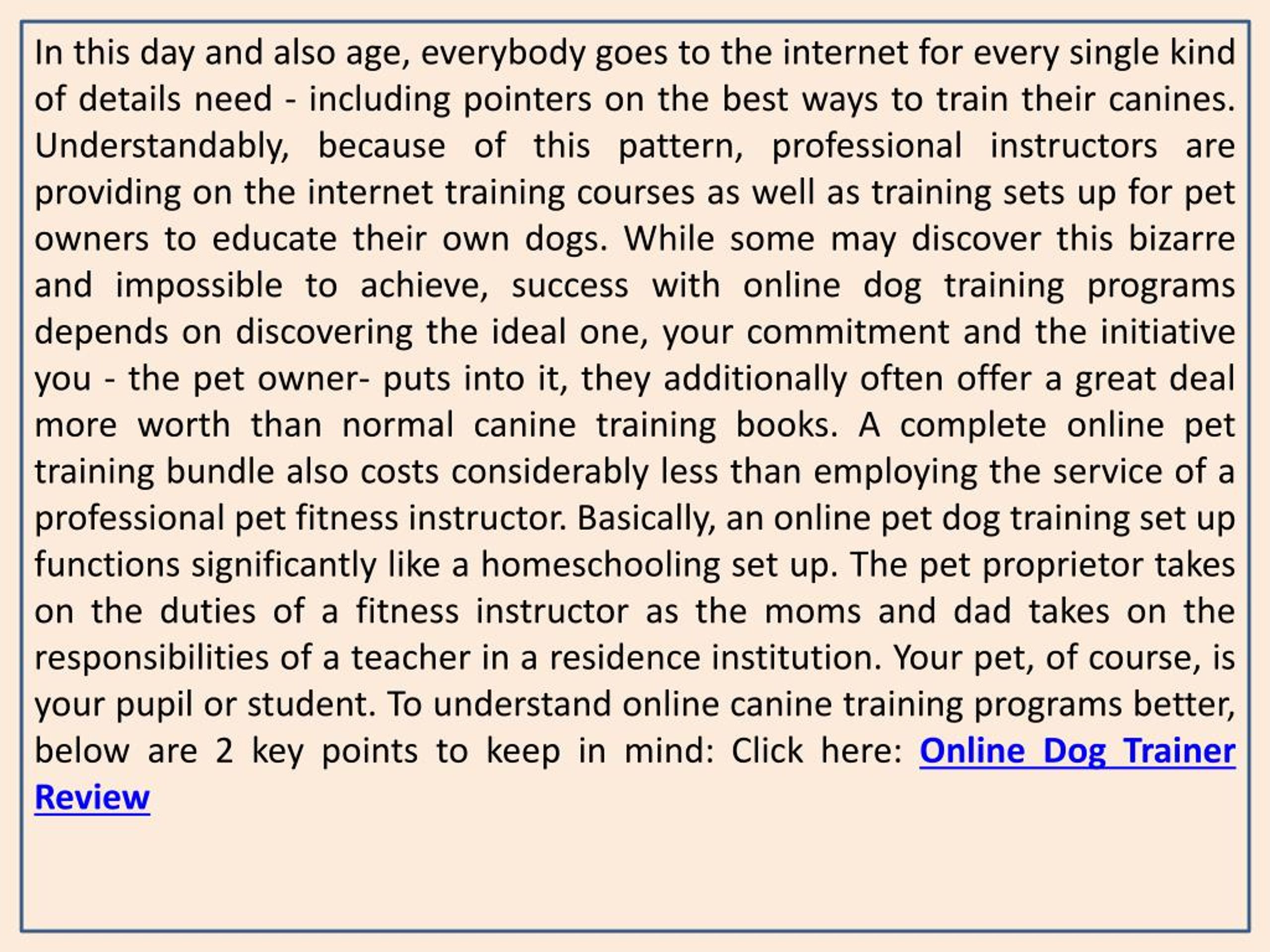 PPT Doggy Dan’s Online Dog Trainer Review PowerPoint Presentation