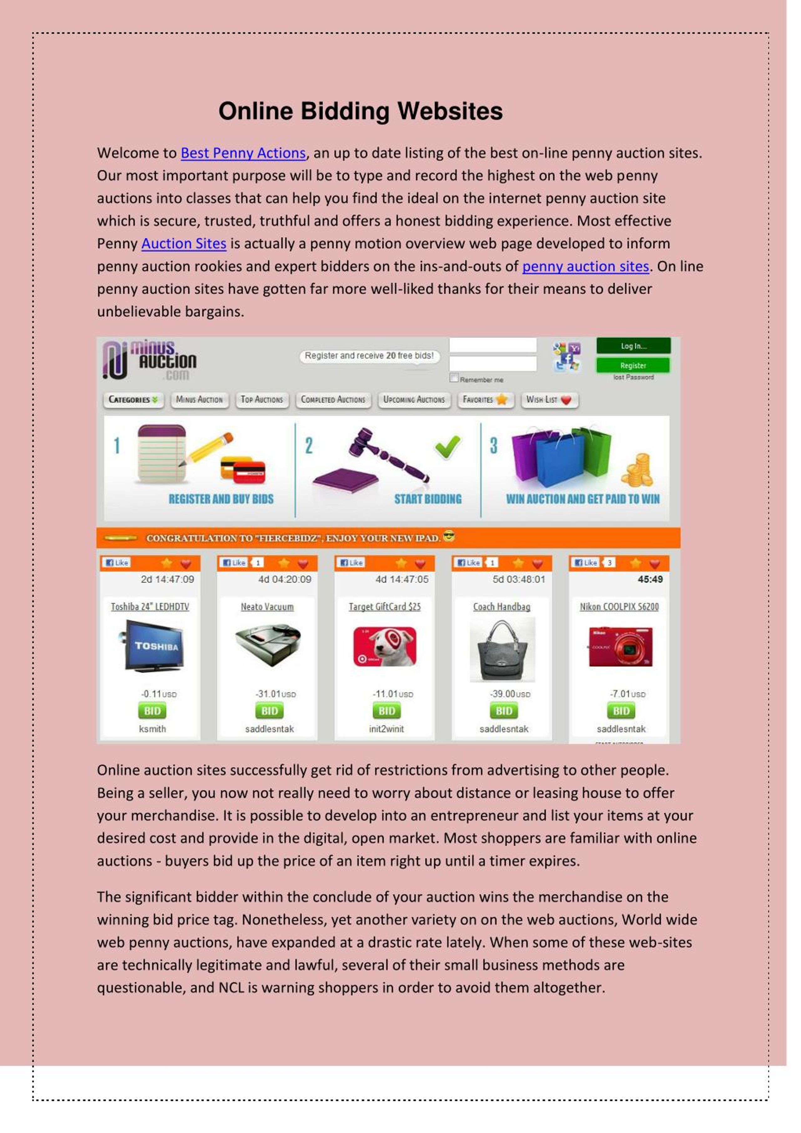 PPT Online Bidding sites PowerPoint Presentation, free download