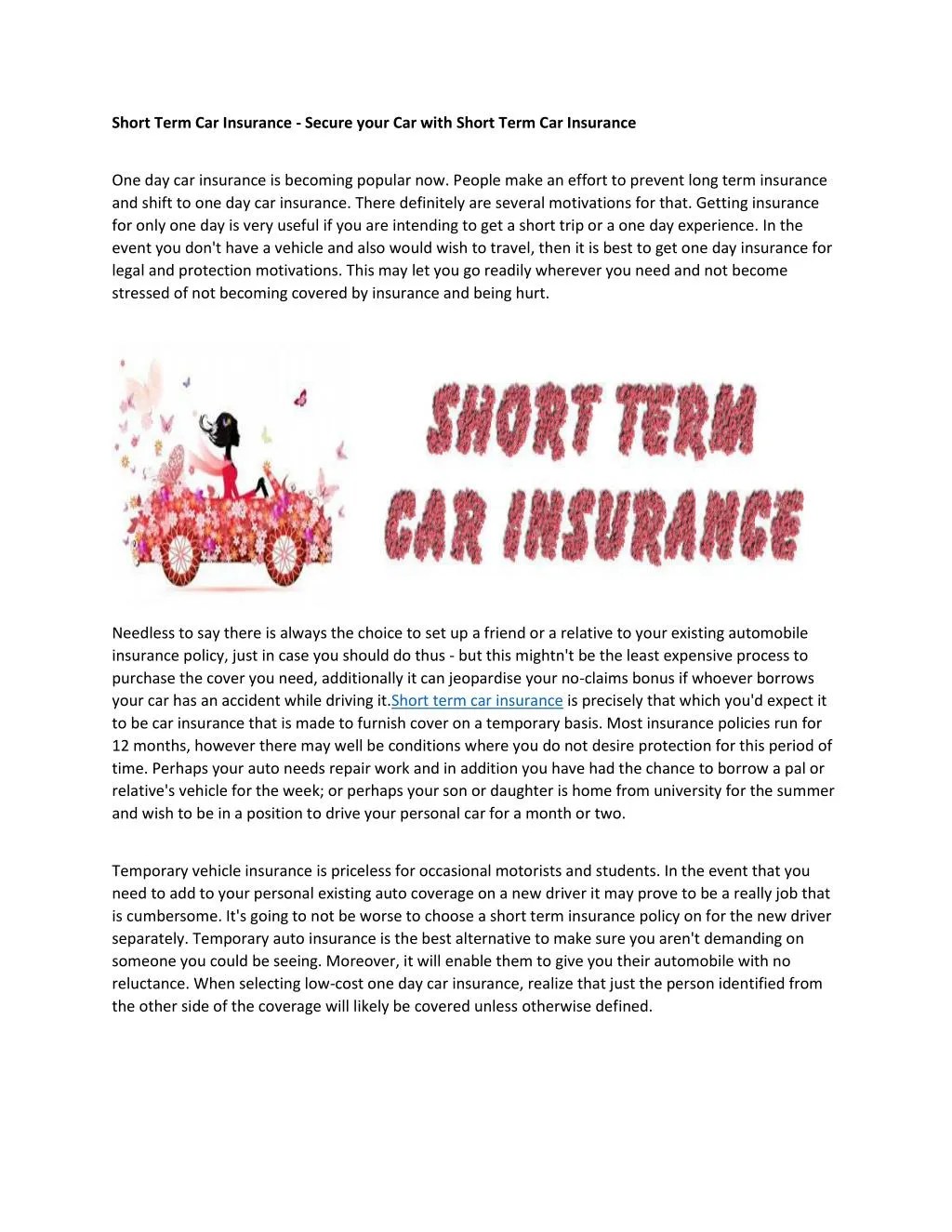 PPT short term car insurance PowerPoint Presentation, free download