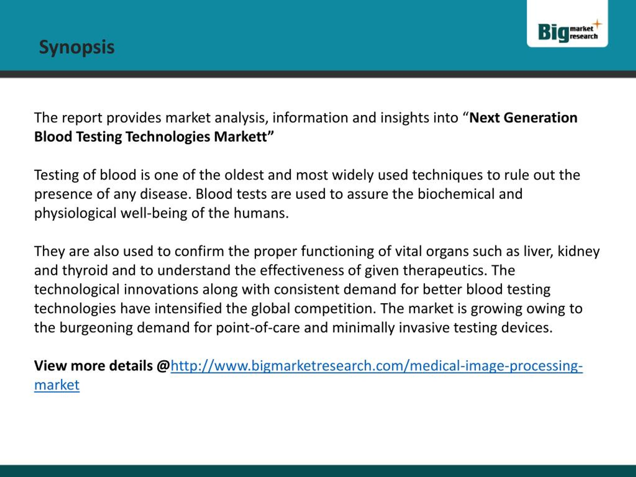 PPT Next Generation Blood Testing Technologies Market PowerPoint