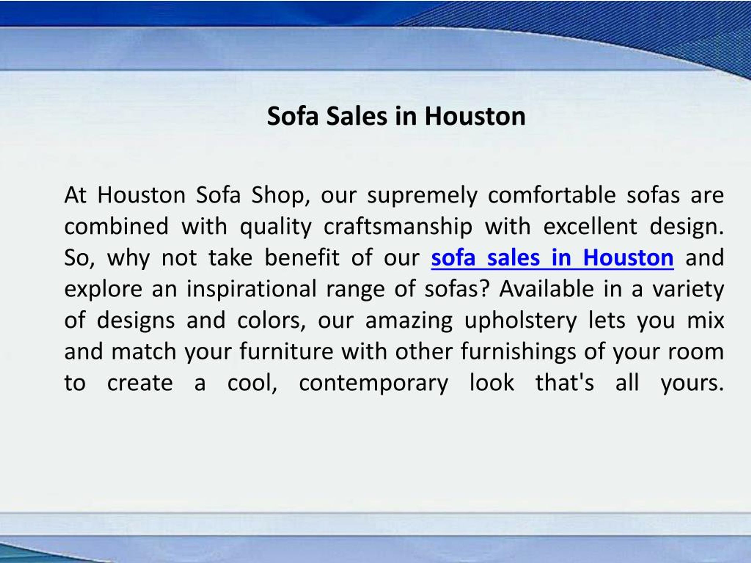PPT Sofa sales in houston PowerPoint Presentation, free download ID