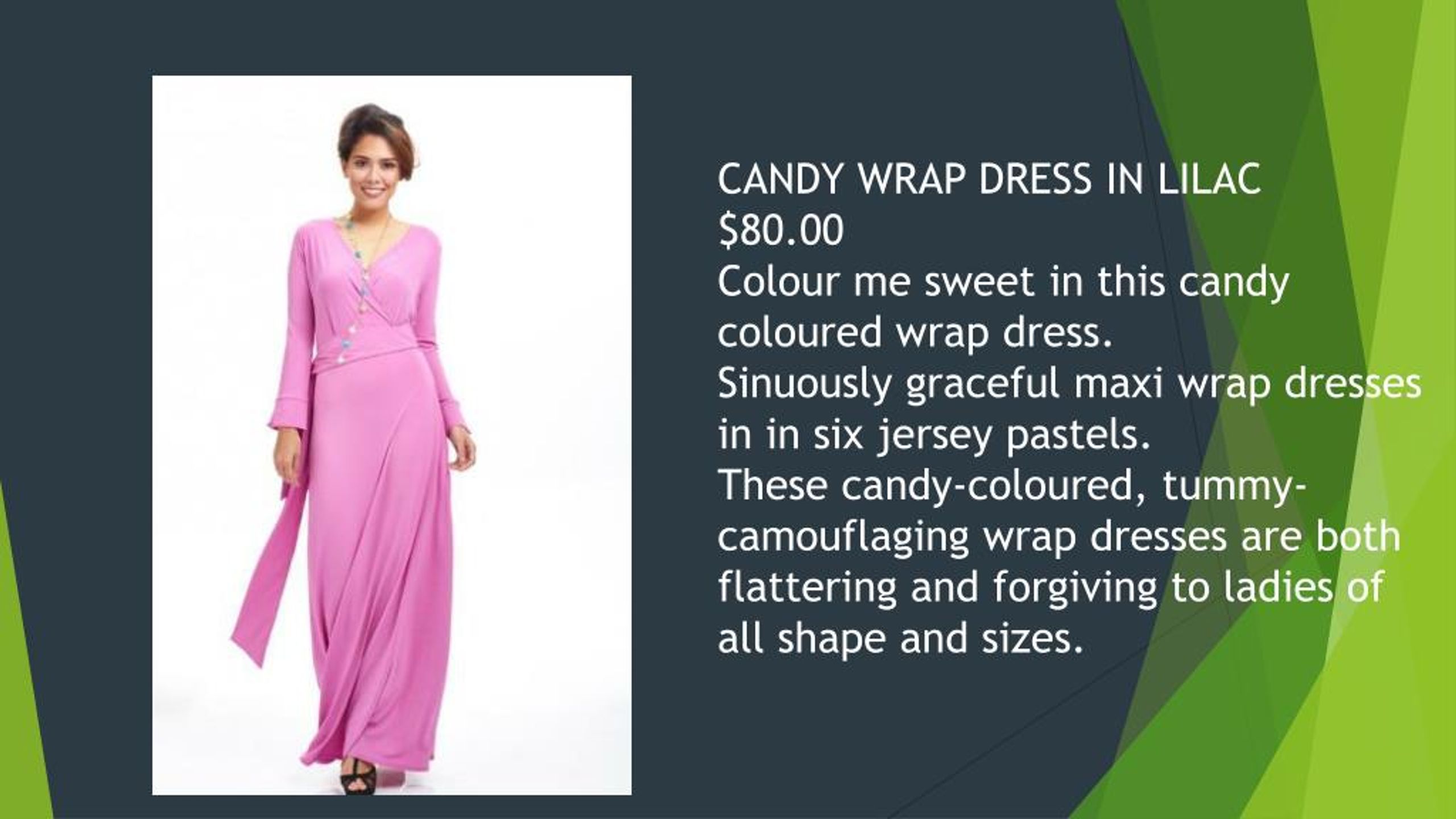 PPT Candy Colour Wrap Dress PowerPoint Presentation, free download