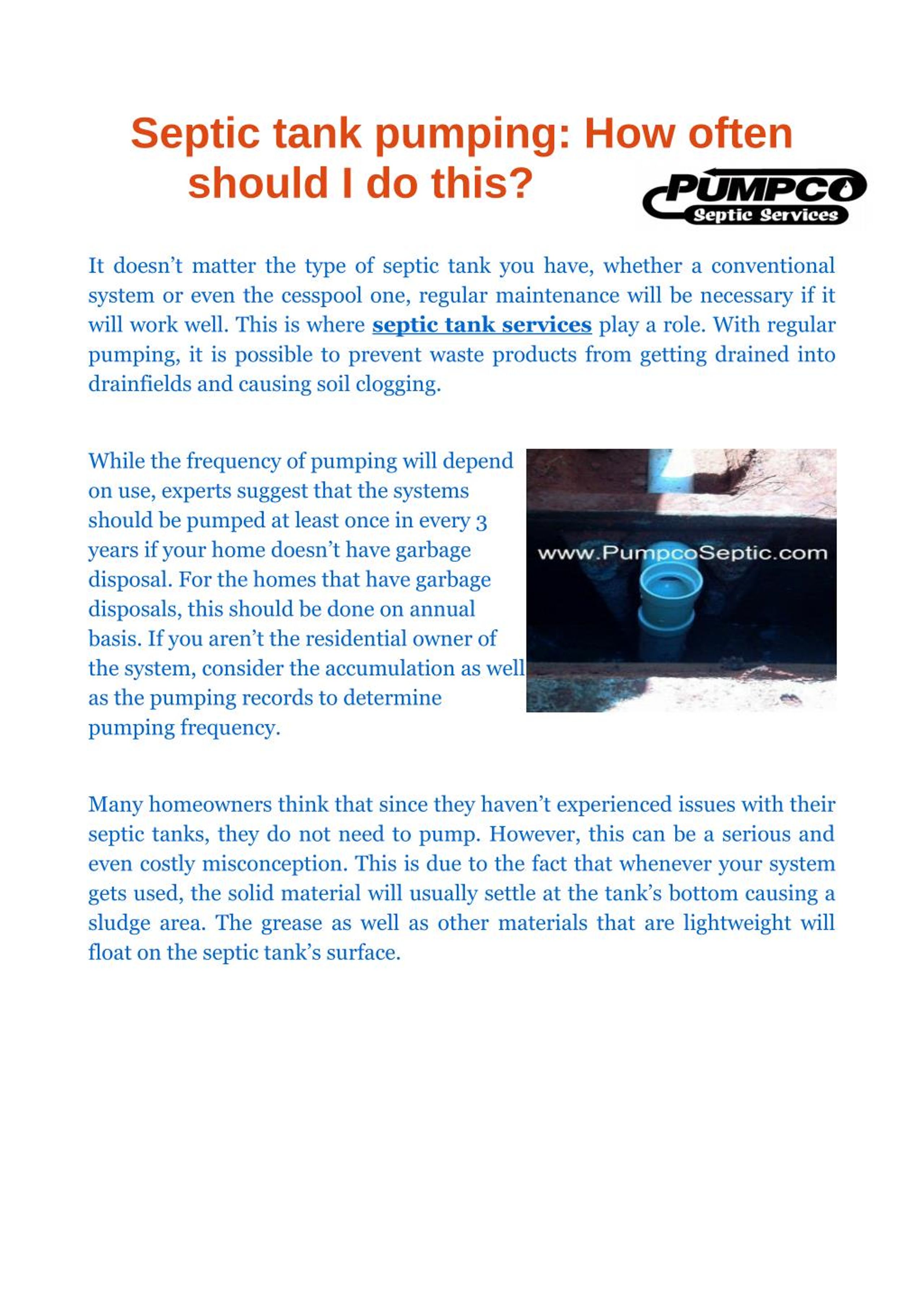 PPT Septic tank pumping How often should I do this? PowerPoint