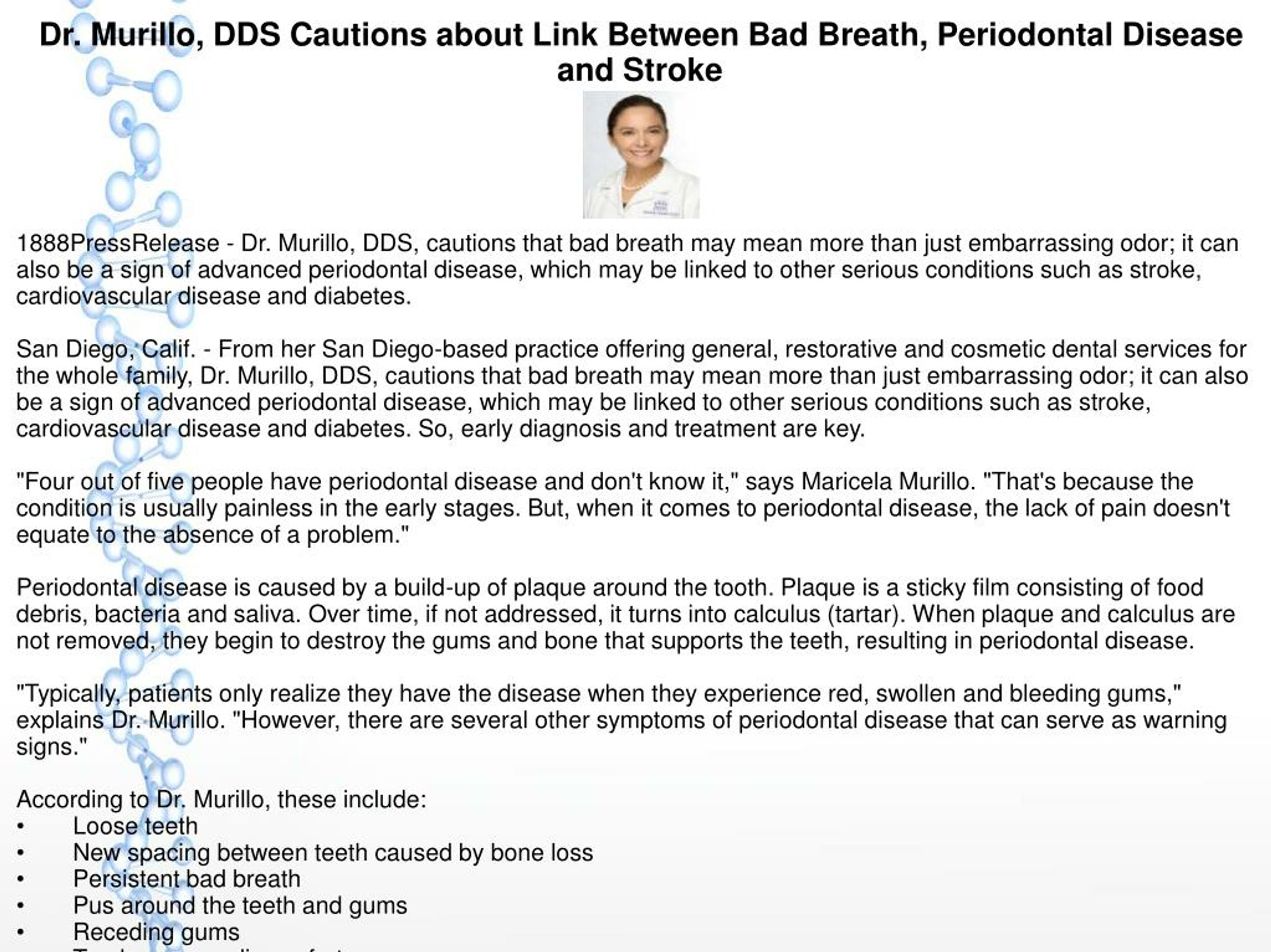 PPT Dr. Murillo, DDS Cautions about Link Between Bad Breath