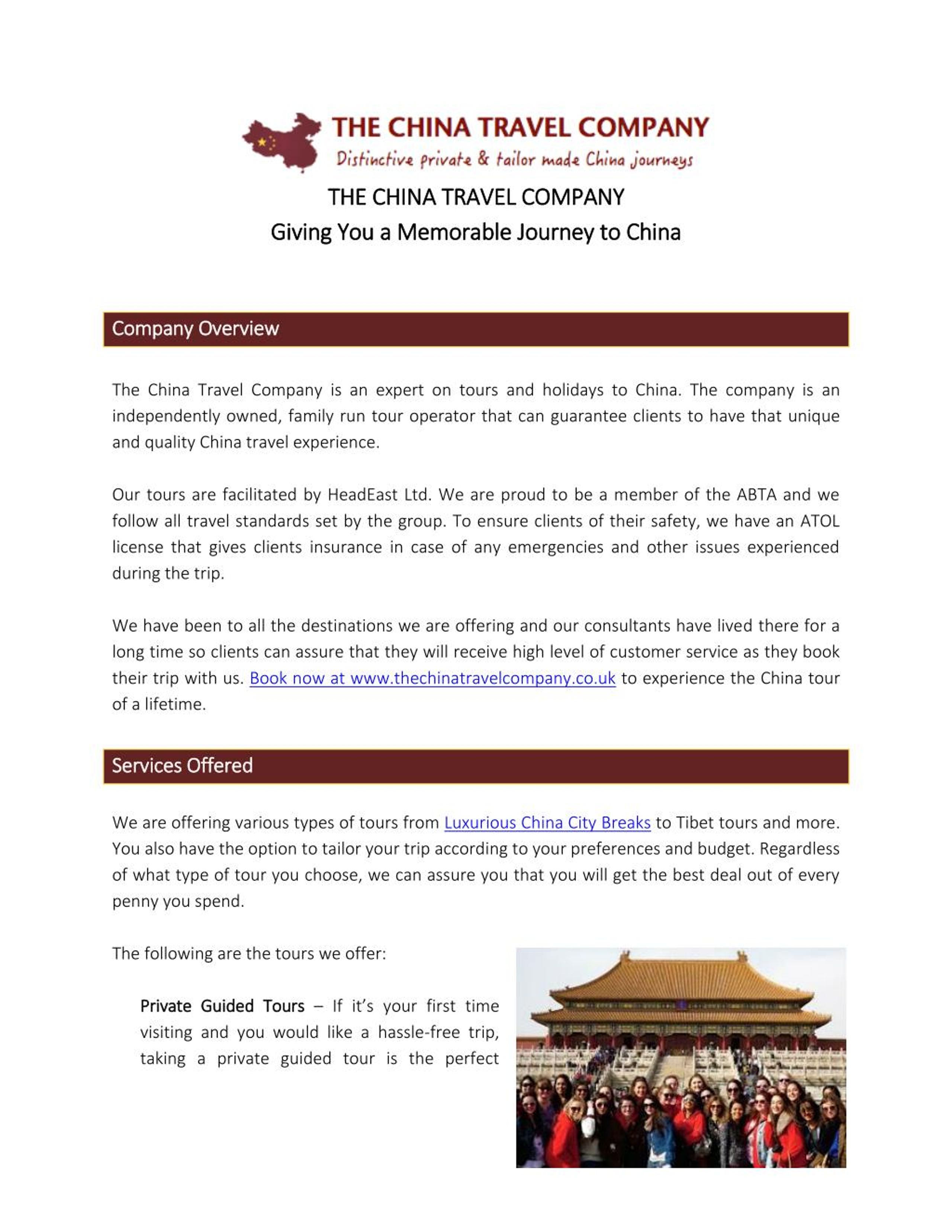 PPT The China Travel Company Your China Travel PowerPoint