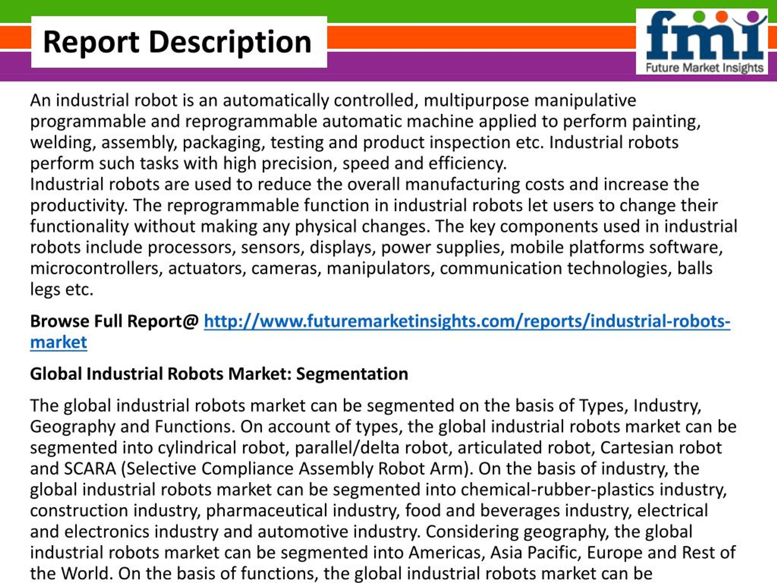 PPT Industrial Robots Market Value Share, Analysis and Segments 2015