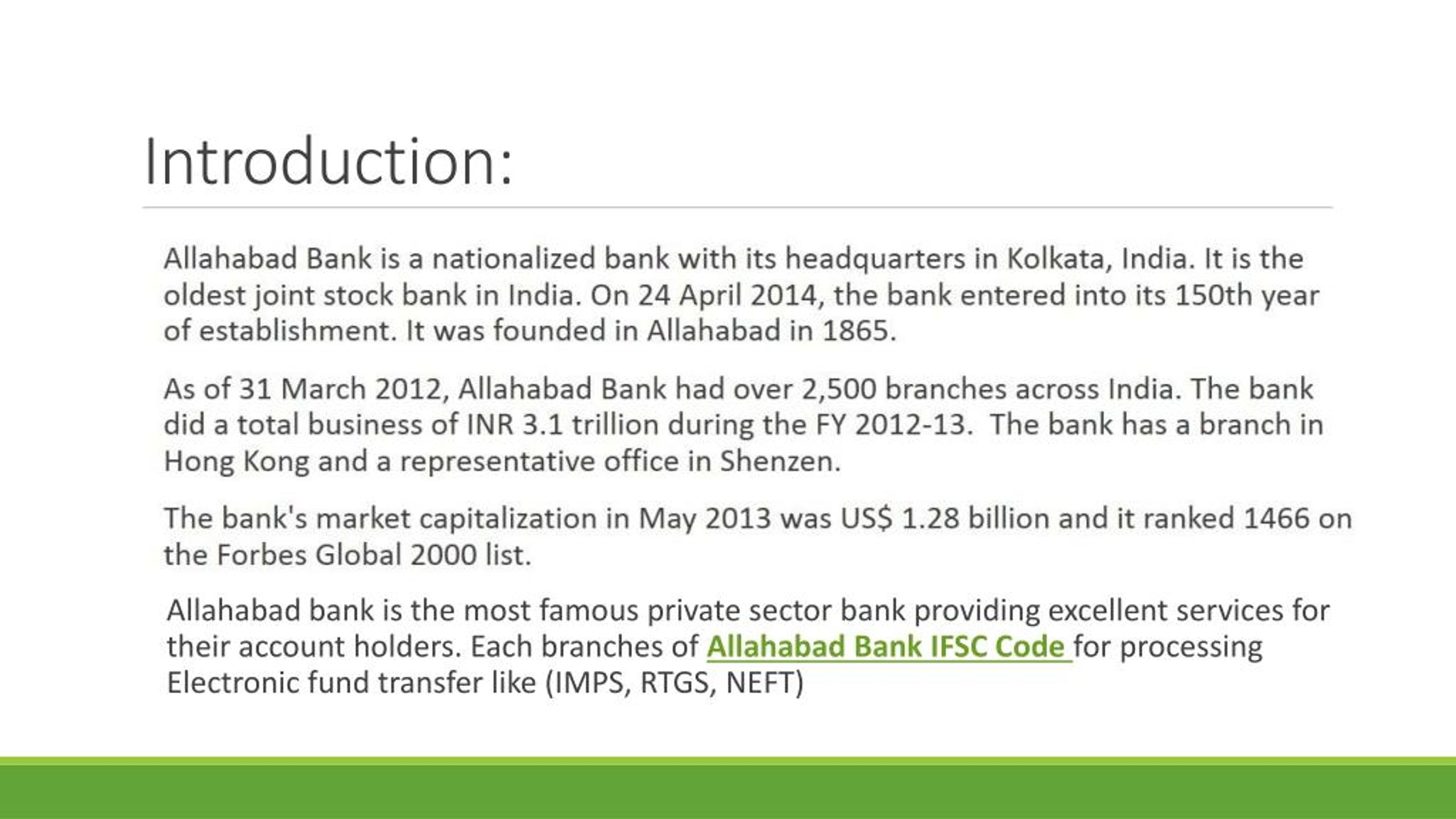 PPT Allahabad Bank IFSC Code PowerPoint Presentation, free download
