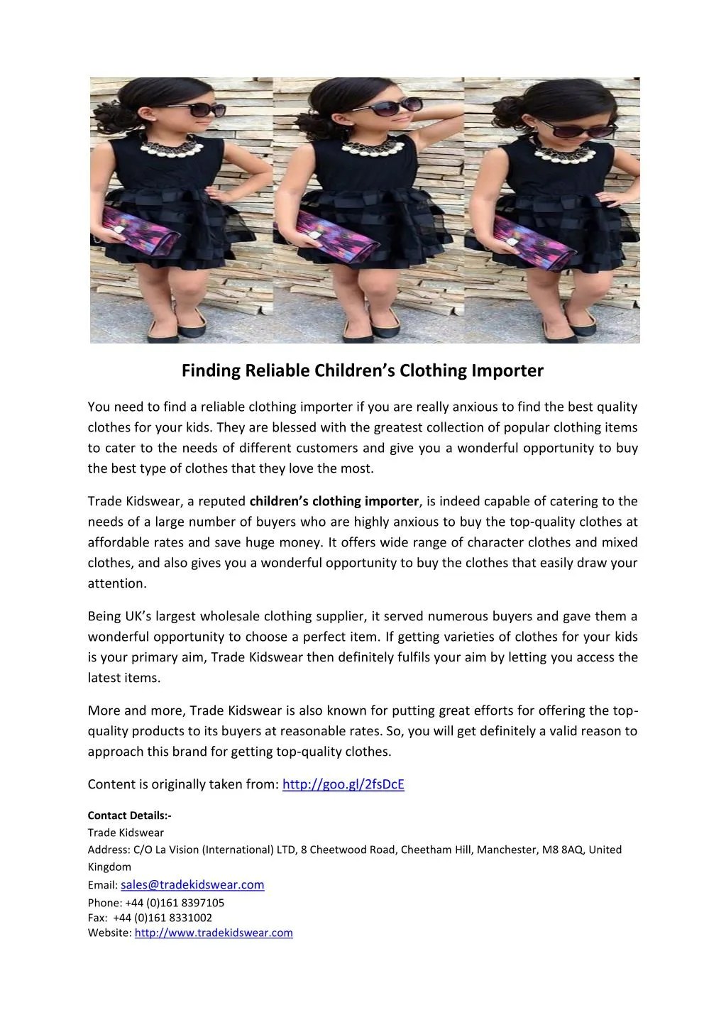 PPT Finding Reliable Children’s Clothing Importer PowerPoint