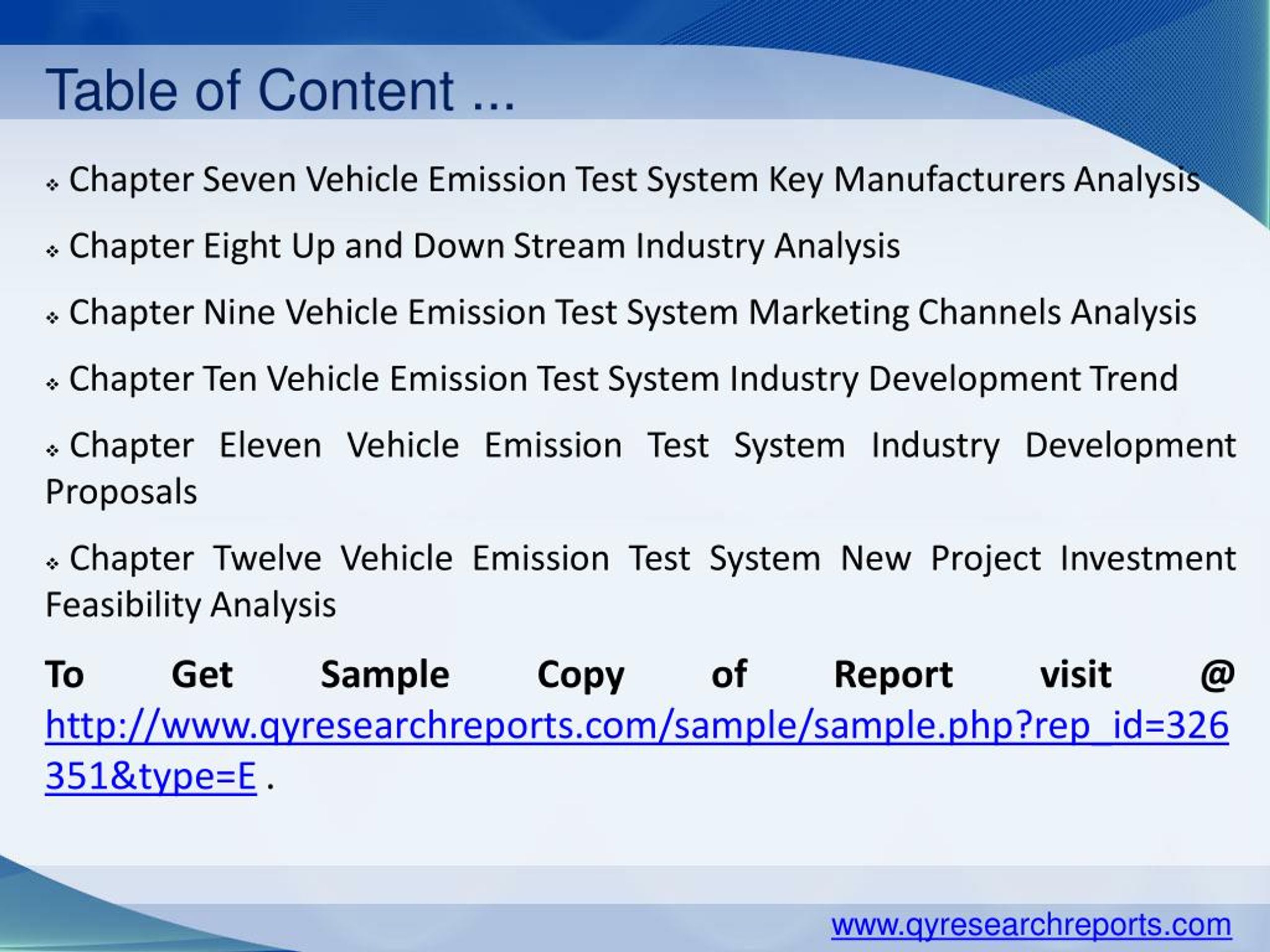 PPT Global Vehicle Emission Test System Market 2015 Industry Analysis