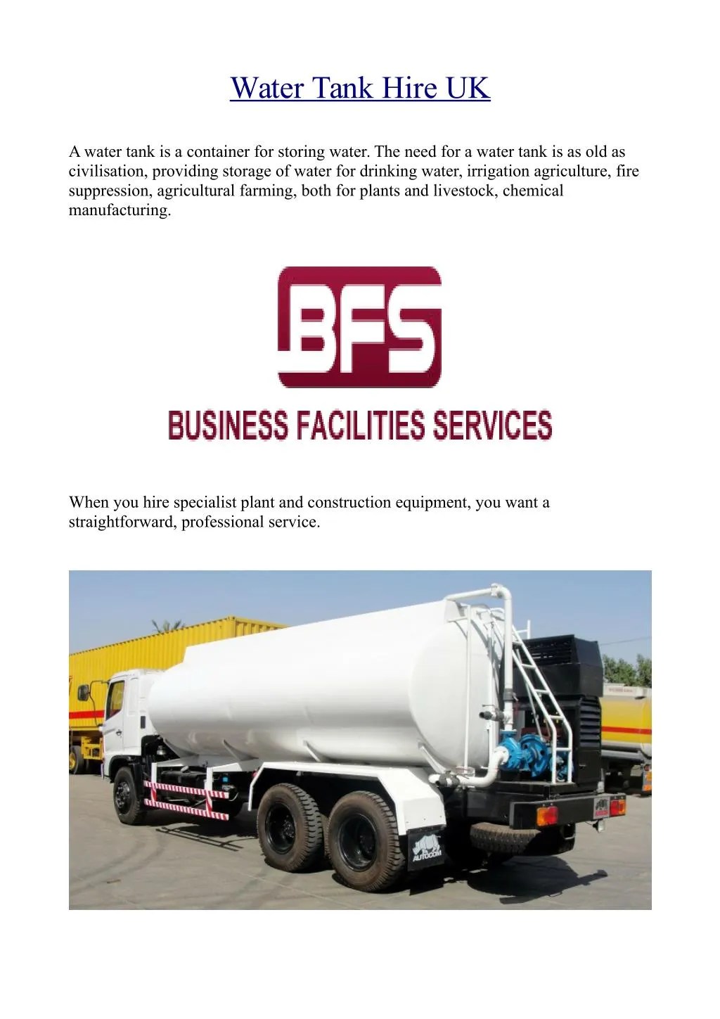 PPT Water Tank Hire UK PowerPoint Presentation, free download ID