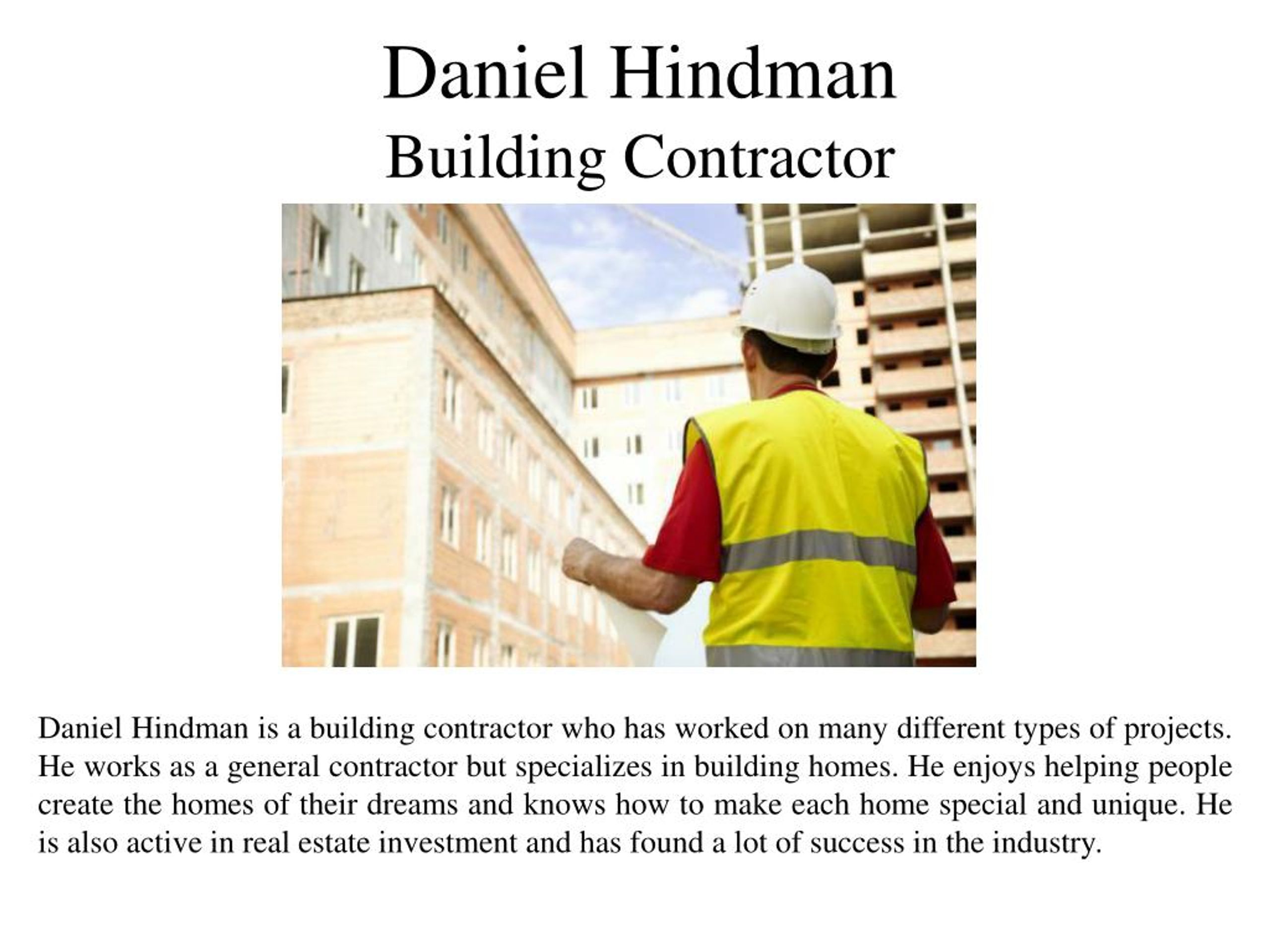 PPT Daniel Hindman Building Contractor PowerPoint Presentation