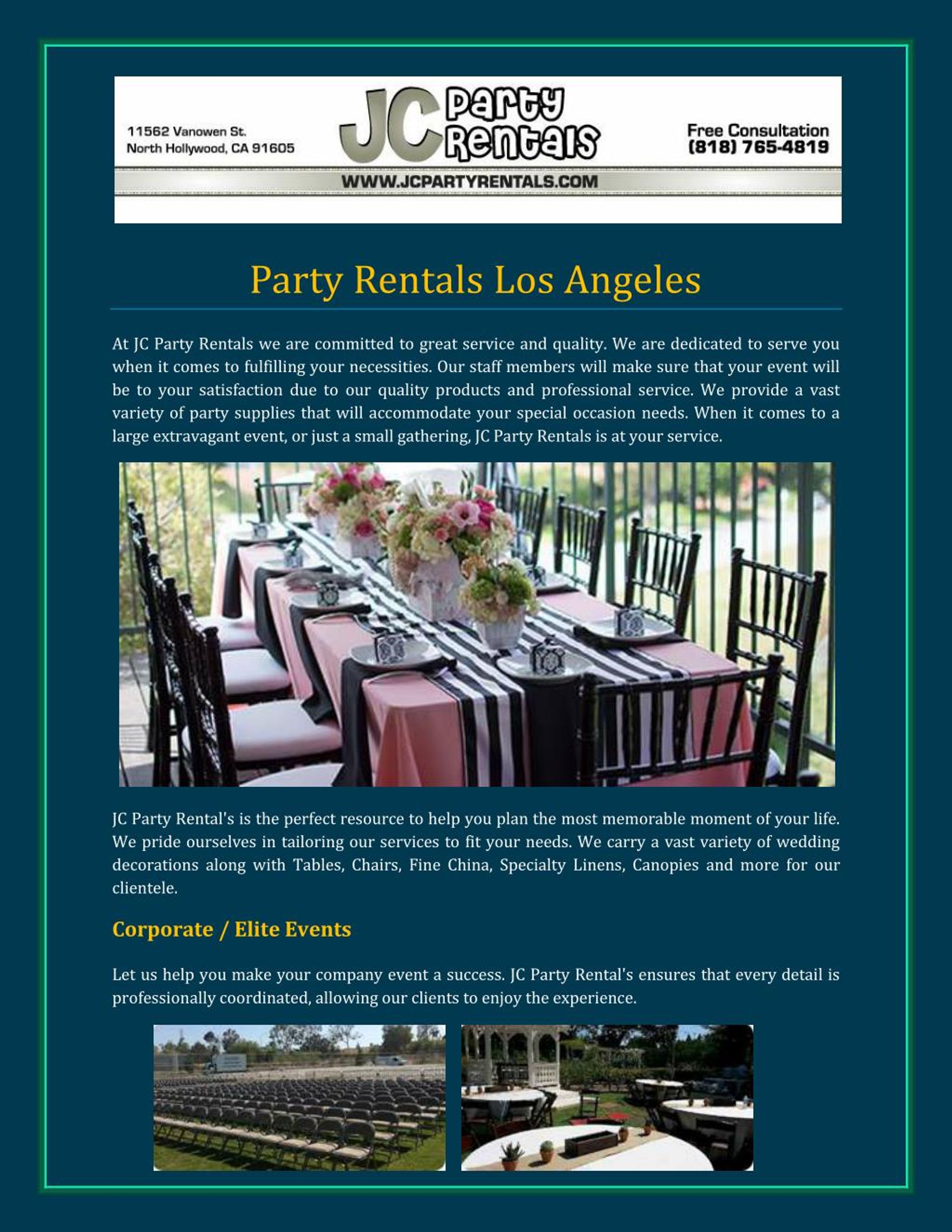 PPT Party Rentals Los Angeles PowerPoint Presentation, free download
