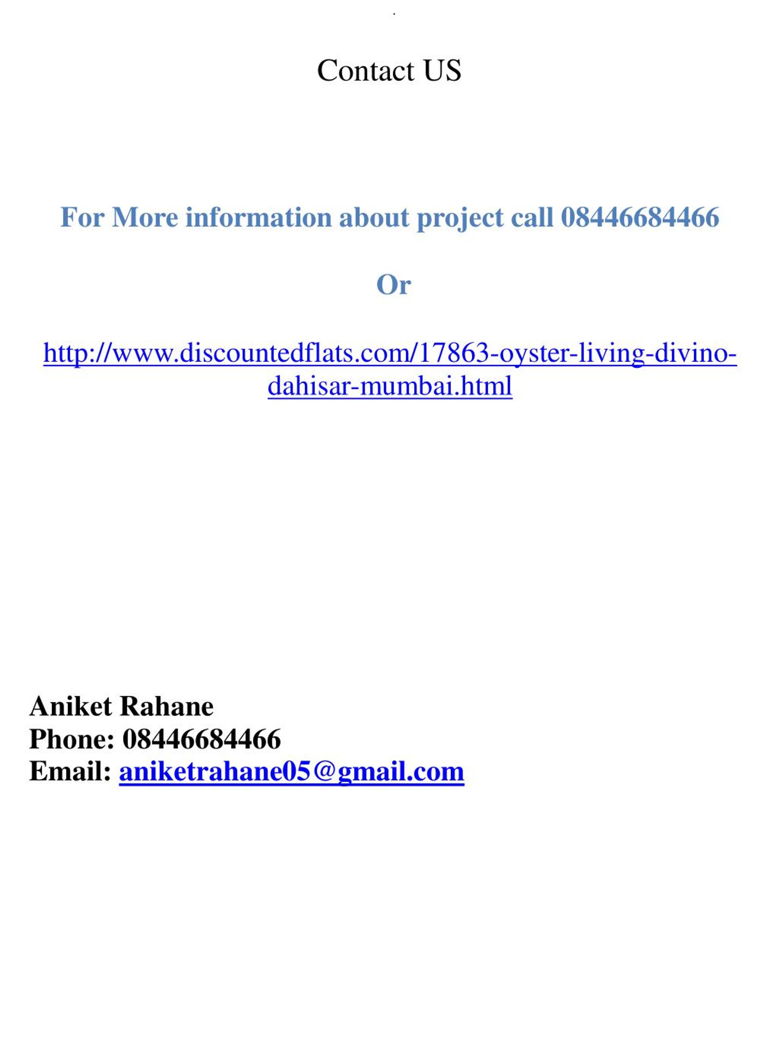 PPT Oyster Living Divino by Oyster Living at Dahisar Mumbai