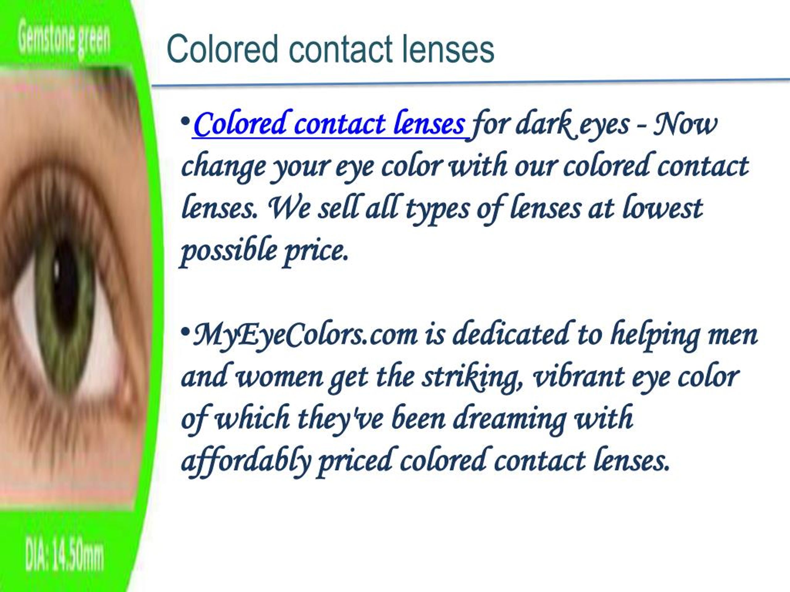 PPT colored contact lenses PowerPoint Presentation, free download ID7254185