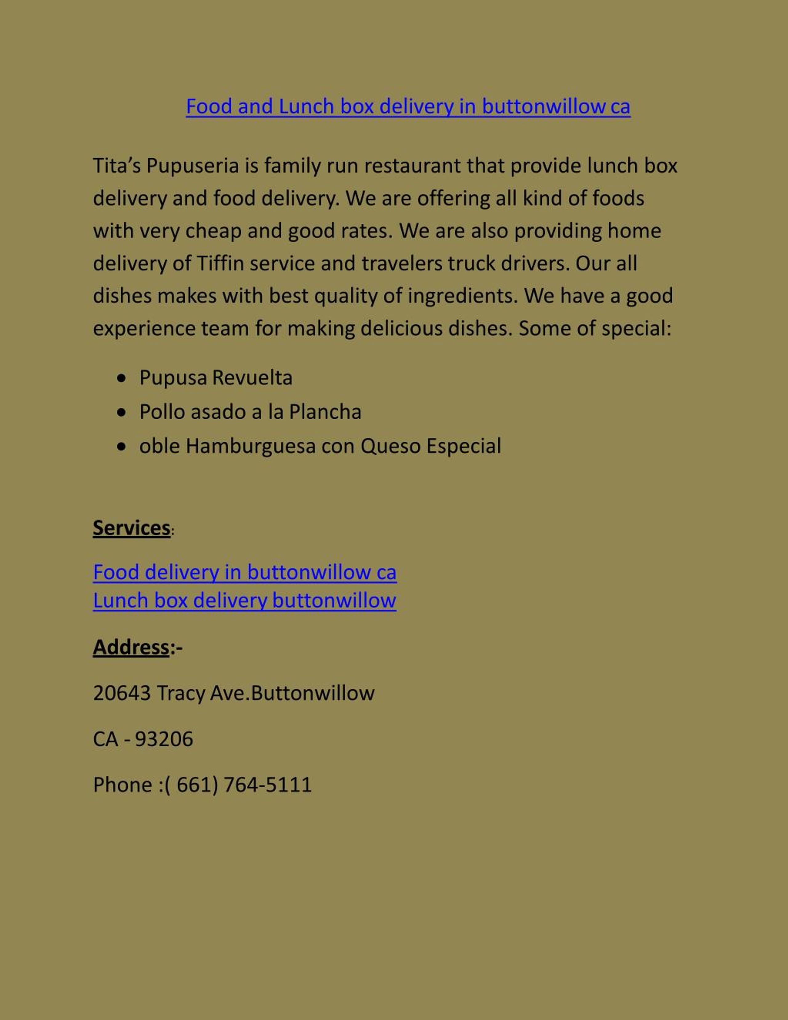 PPT Food and Lunch box delivery in buttonwillow ca PowerPoint