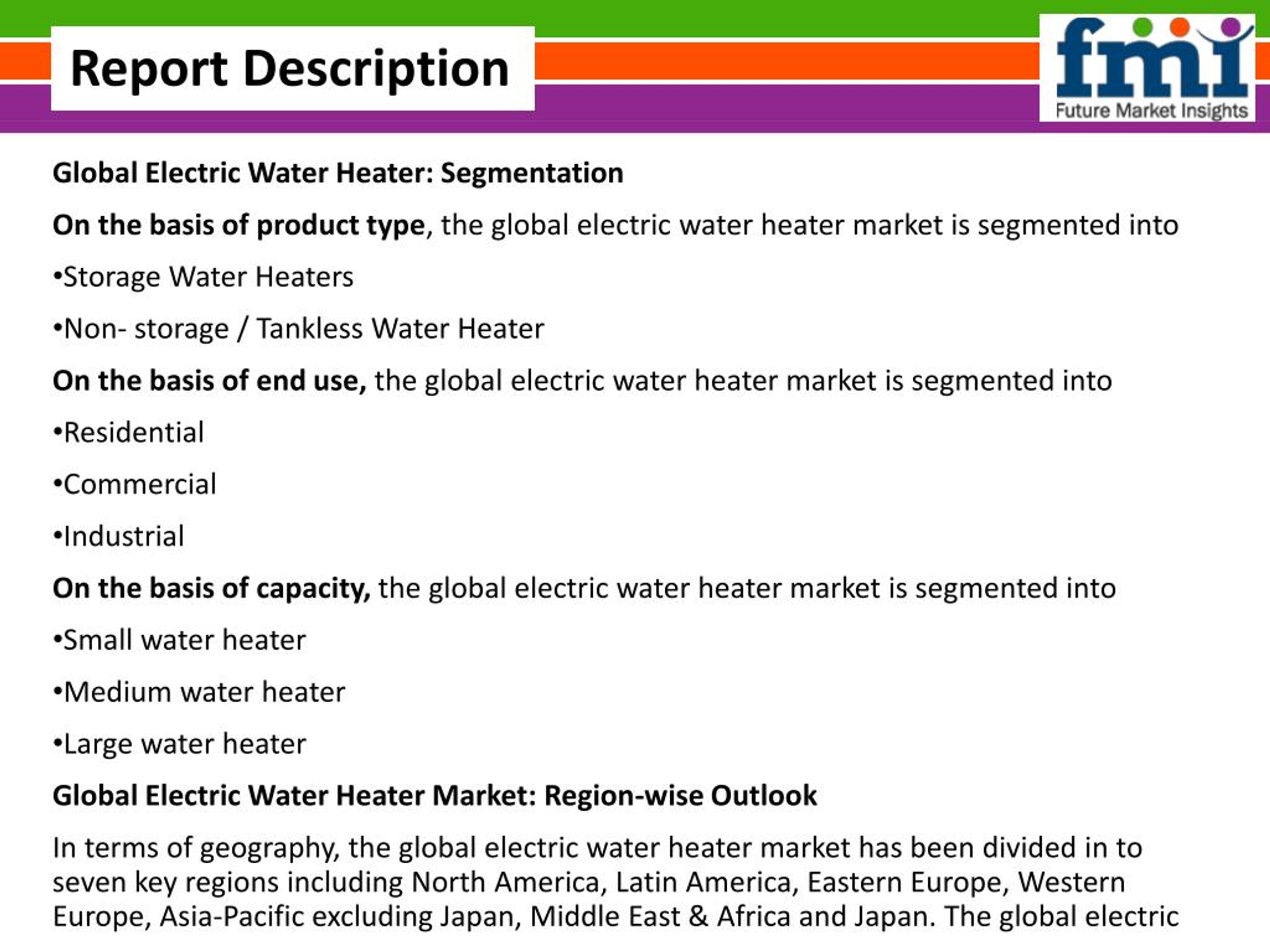 PPT FMI Electric Water Heater Market Segments, Opportunity, Growth