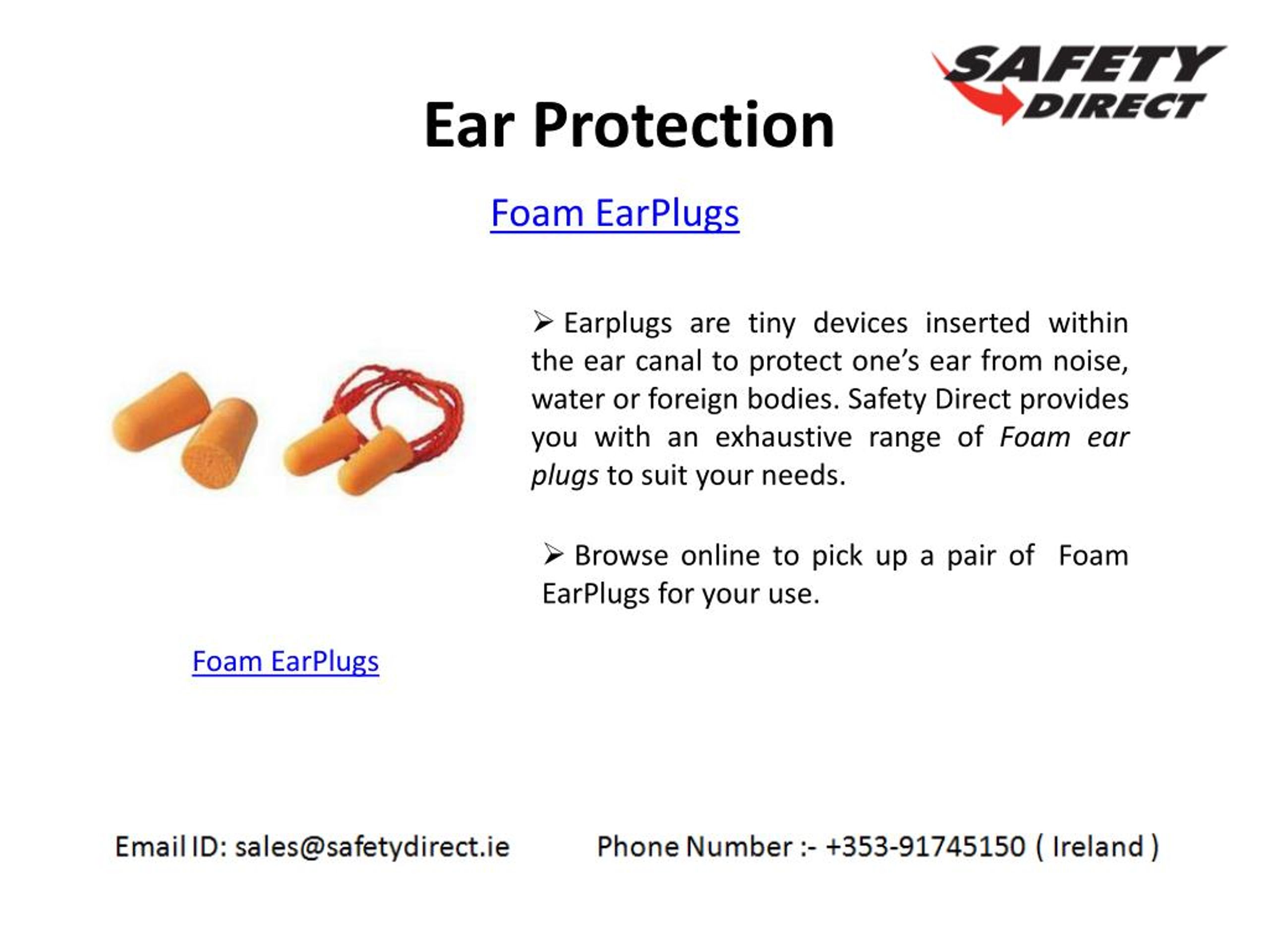 PPT Best Foam EarPlugs in Ireland at SafetyDirect.ie PowerPoint