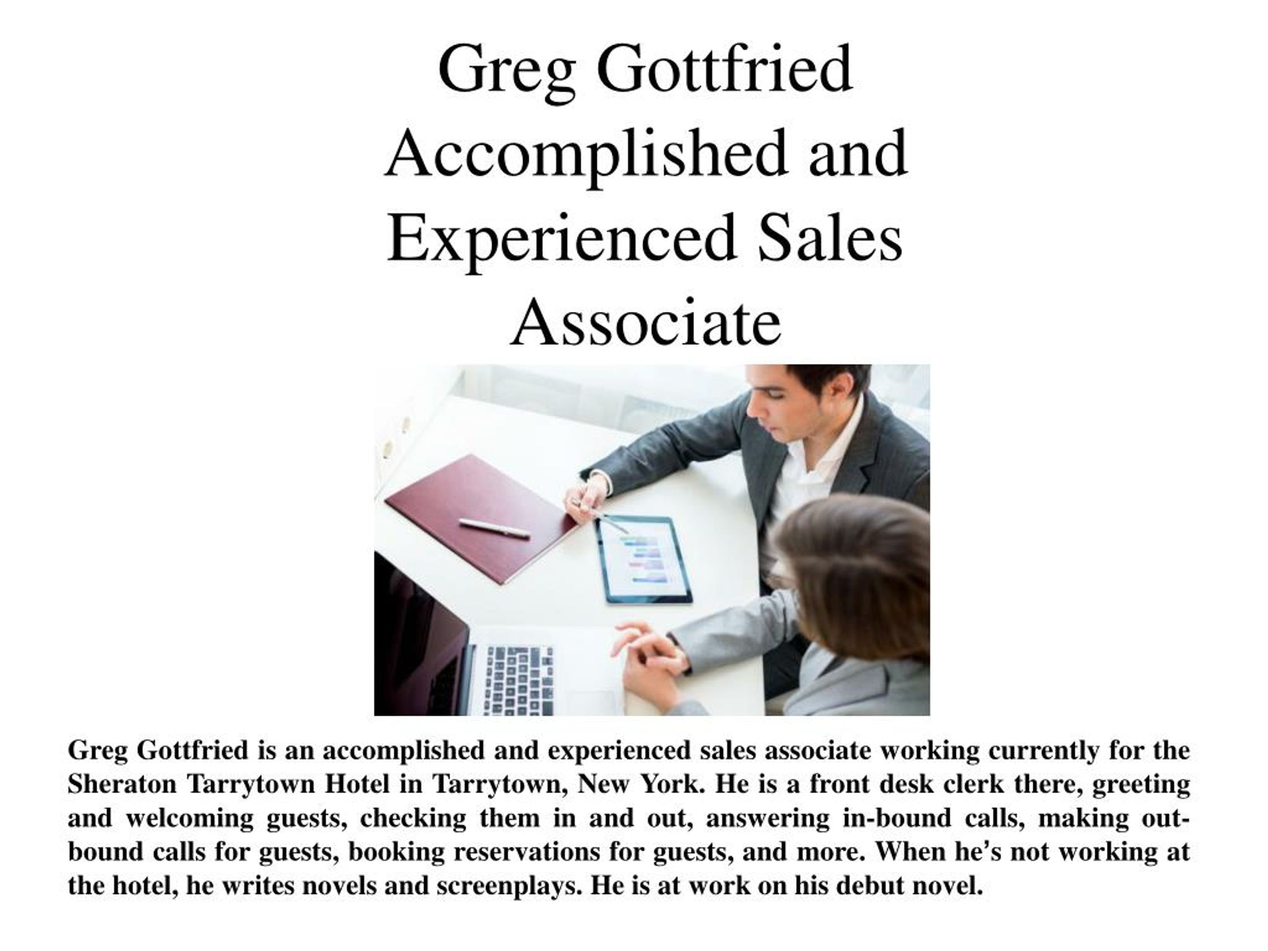 PPT Greg Gottfried and Experienced Sales Associate