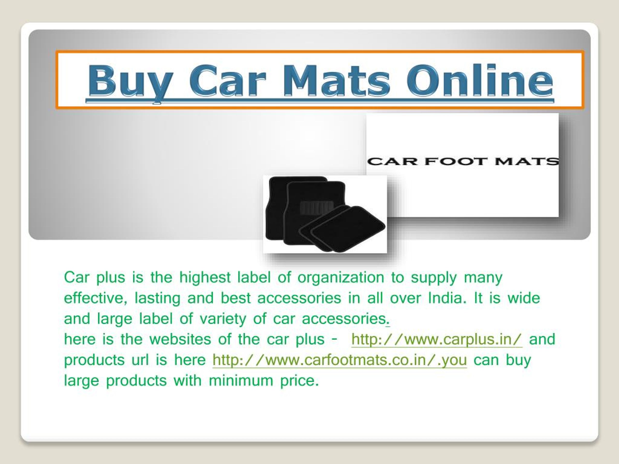 PPT Buy Car Mats Online PowerPoint Presentation, free download ID