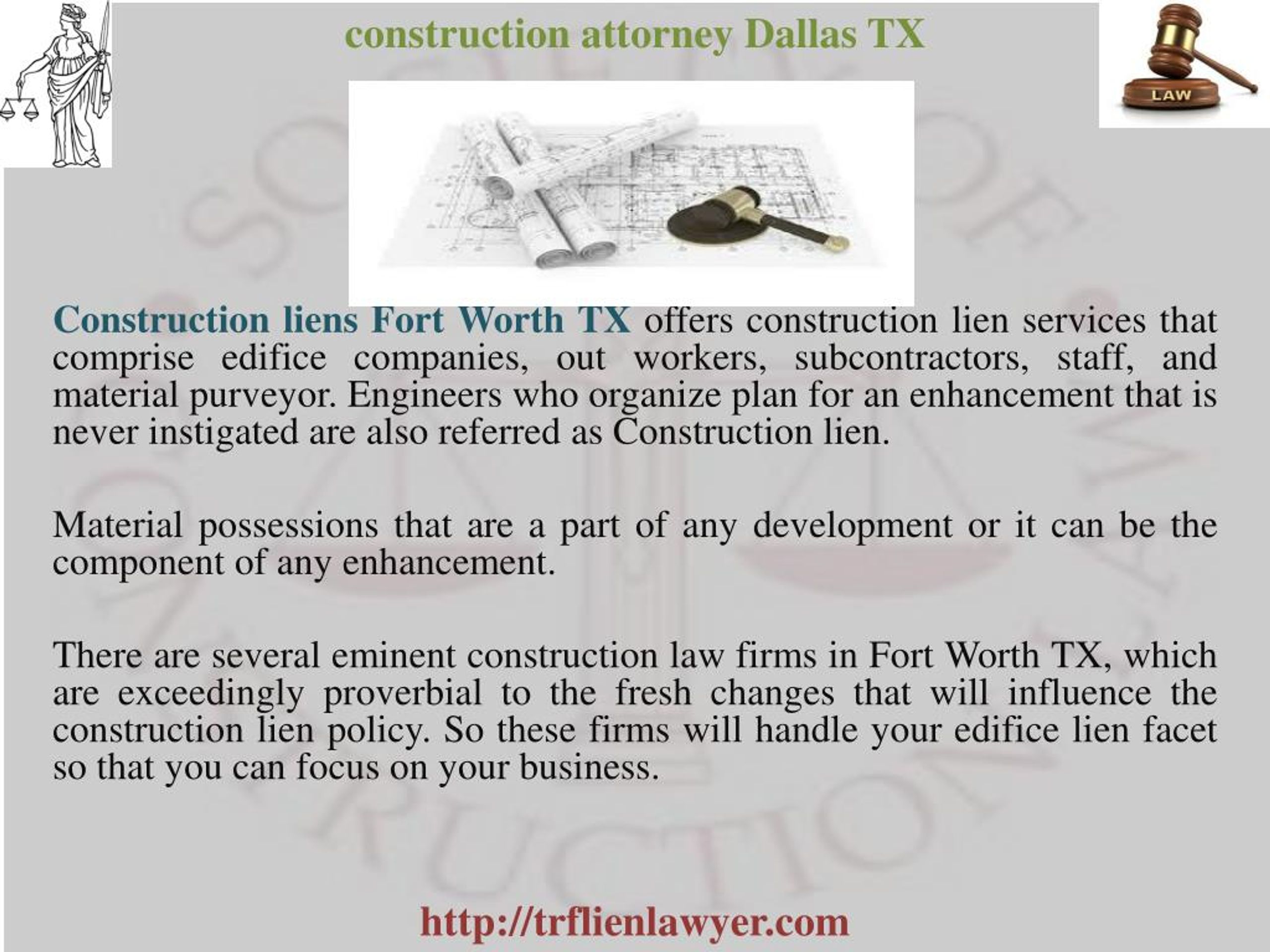 PPT T. Ric Construction Law, Liens and Attorney Dallas TX and Fort