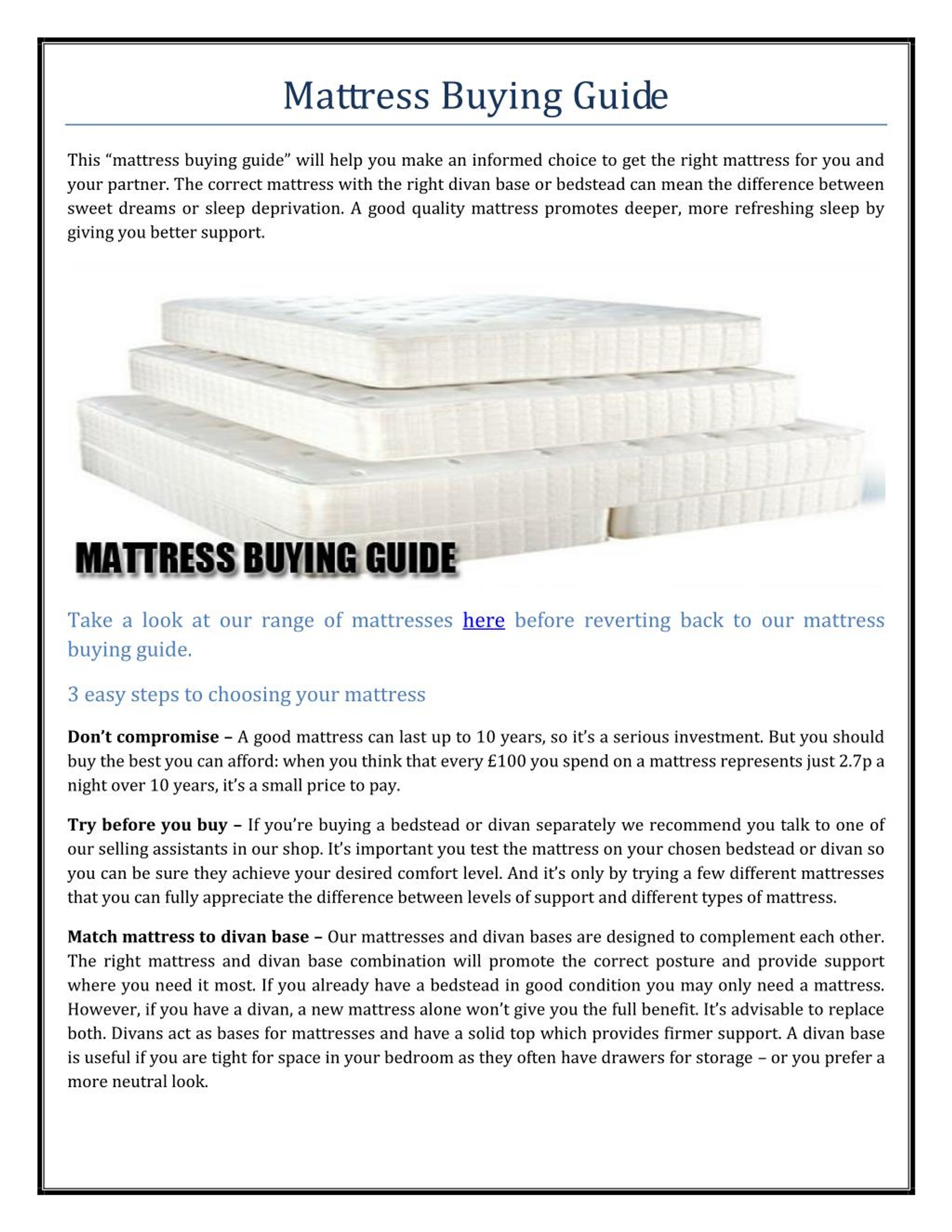 PPT Mattress Buying Guide PowerPoint Presentation, free download ID