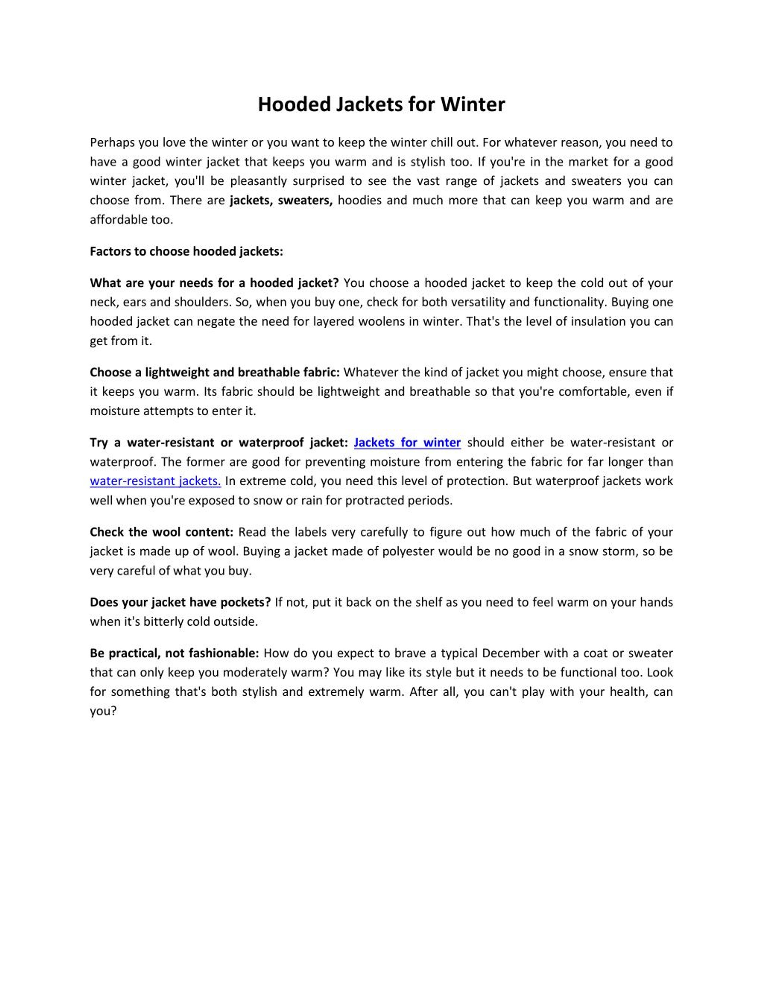 PPT Hooded Jackets for Winter PowerPoint Presentation, free download