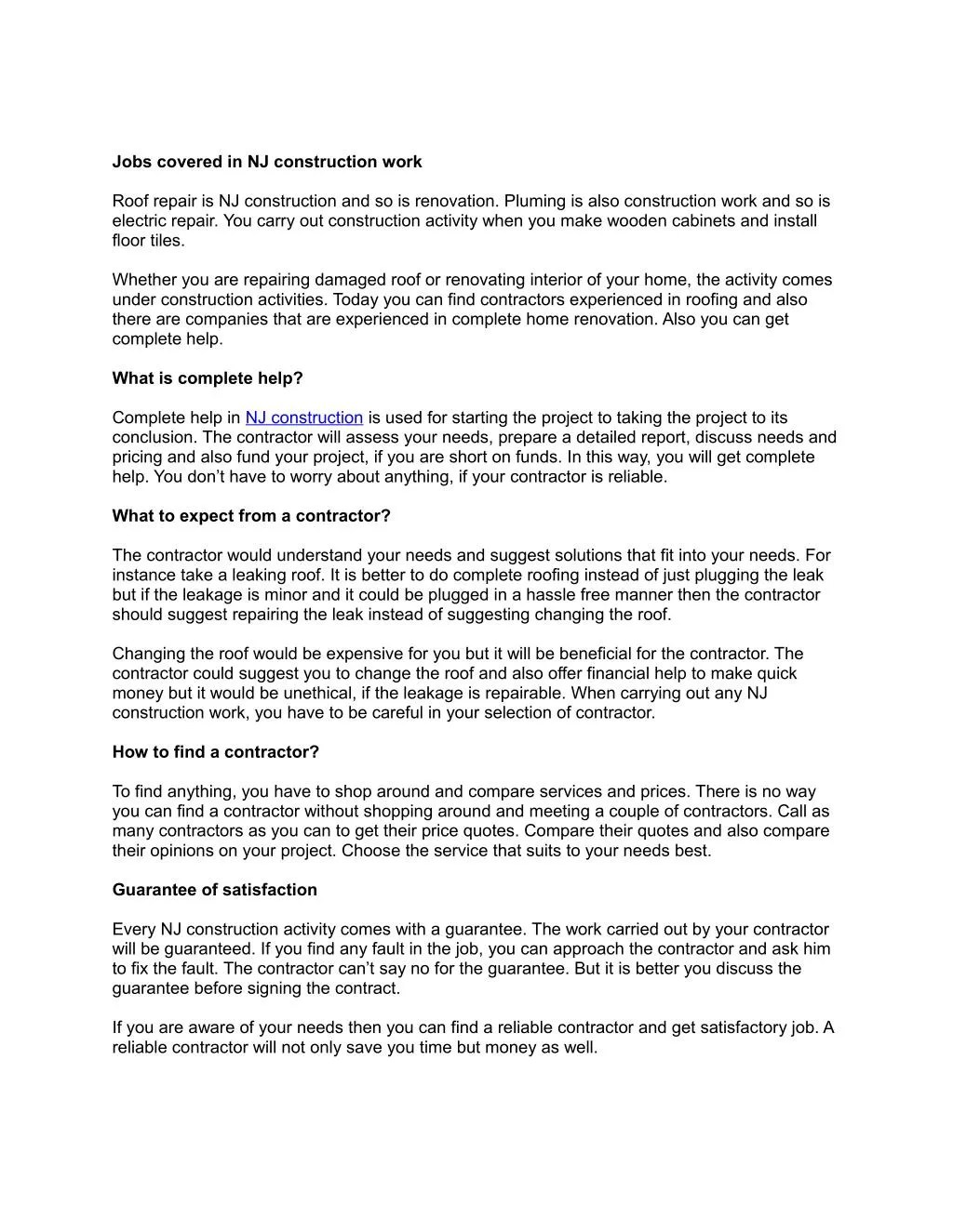 PPT Jobs covered in NJ construction work PowerPoint Presentation