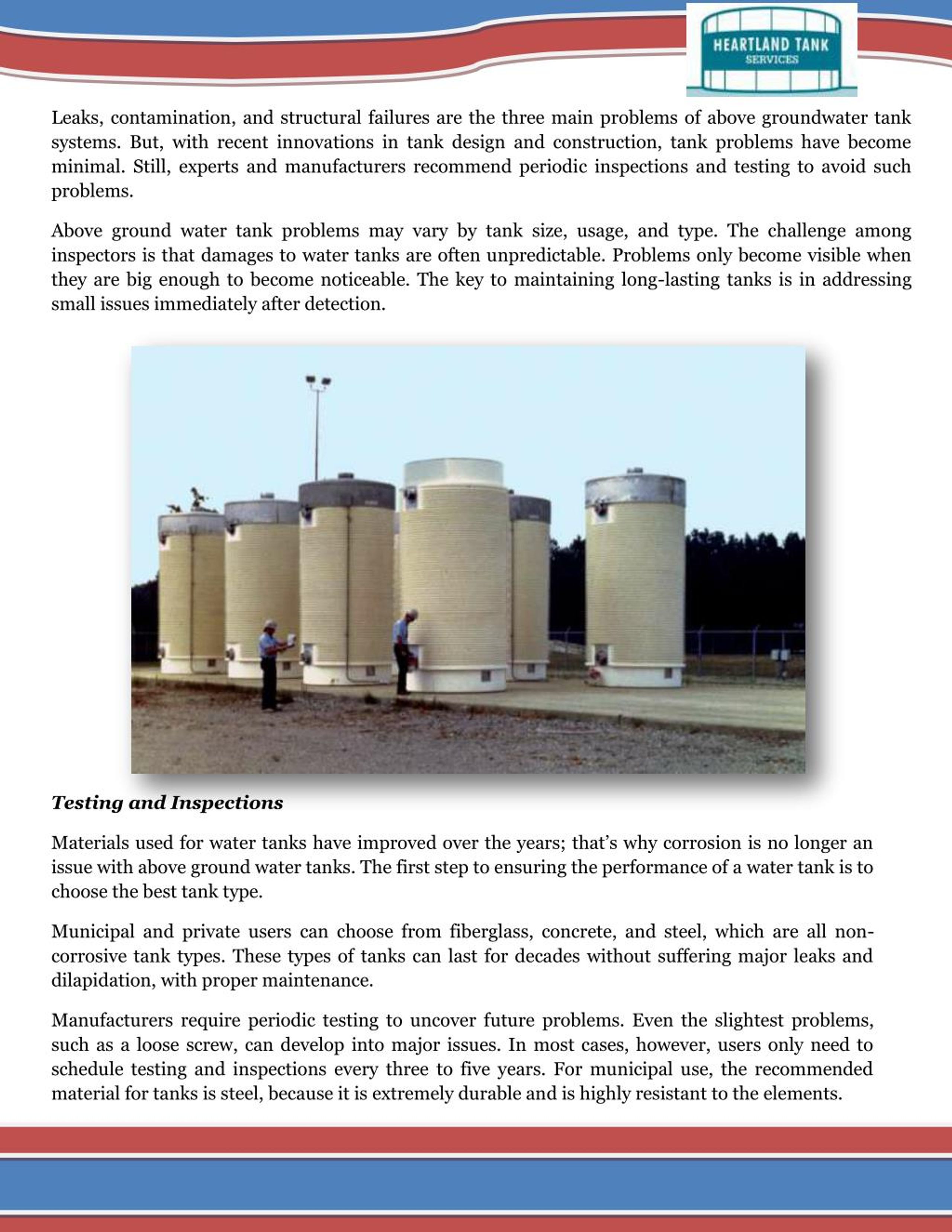 PPT Tank Check Preventing Future Above Ground Water Tank Problems